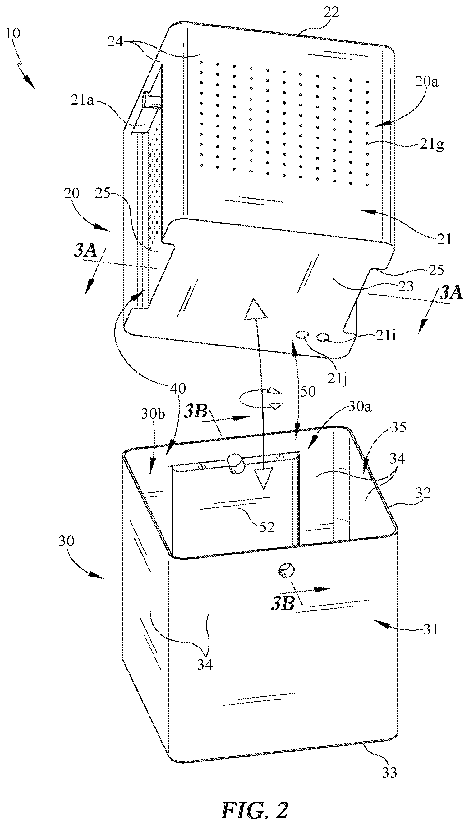 Patent US11815284 Figure 2 – Dehumidifier with condensate tank