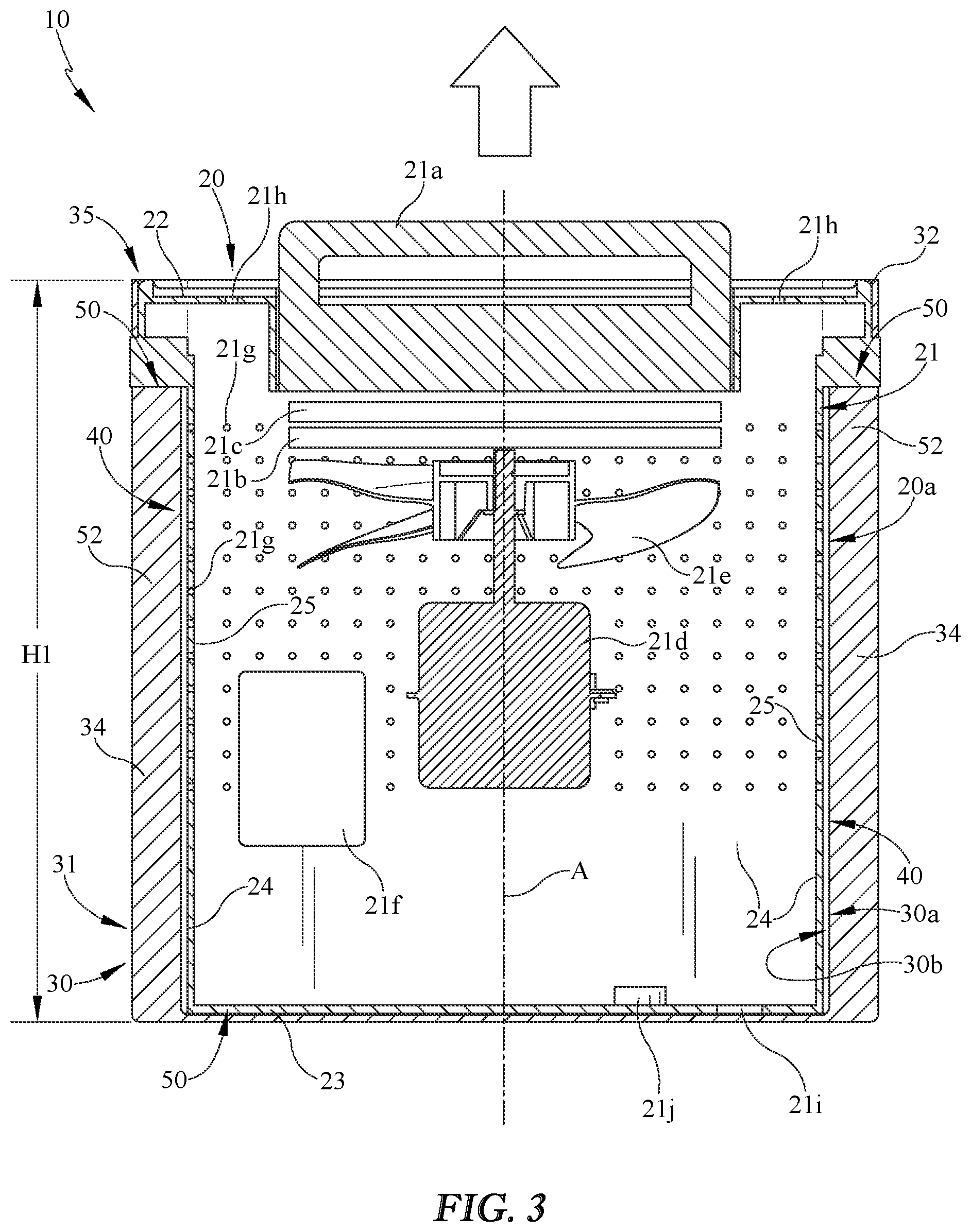 Patent US11815284 Figure 3 – Dehumidifier with condensate tank