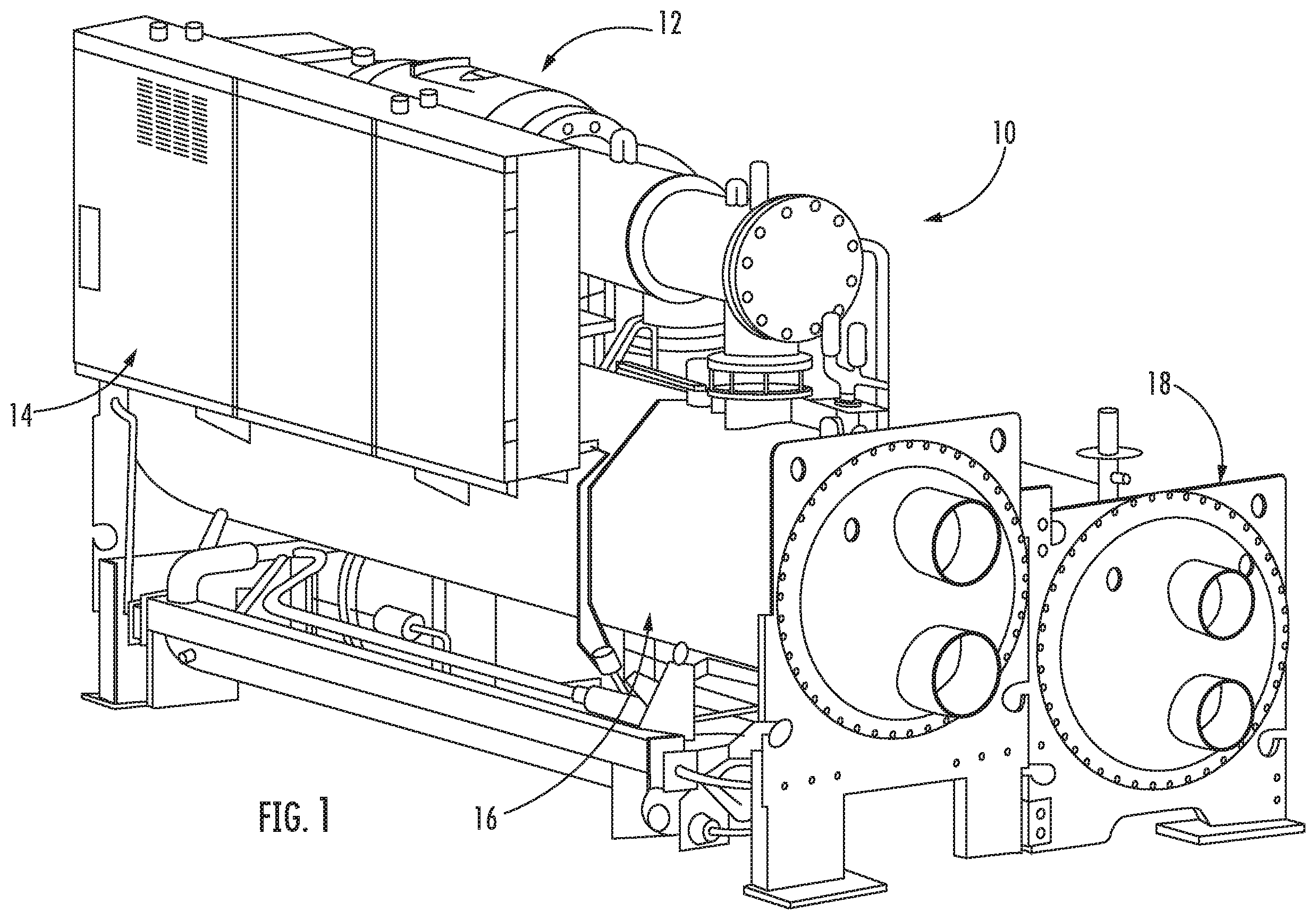 Patent US11815300 Figure 1 – Chiller system and a method for generating coordination maps for energy efficient chilled water and condenser water temperature resets in chiller plant system