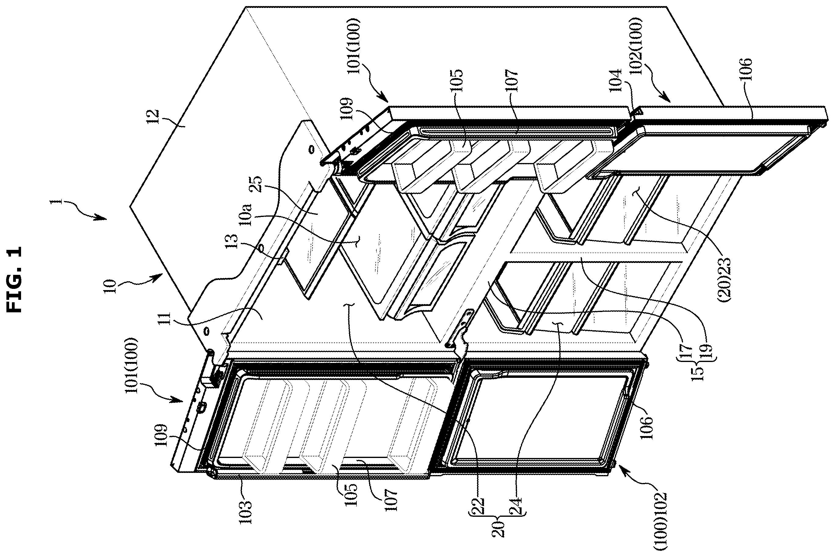 Patent US11815304 Figure 1 – Refrigerator