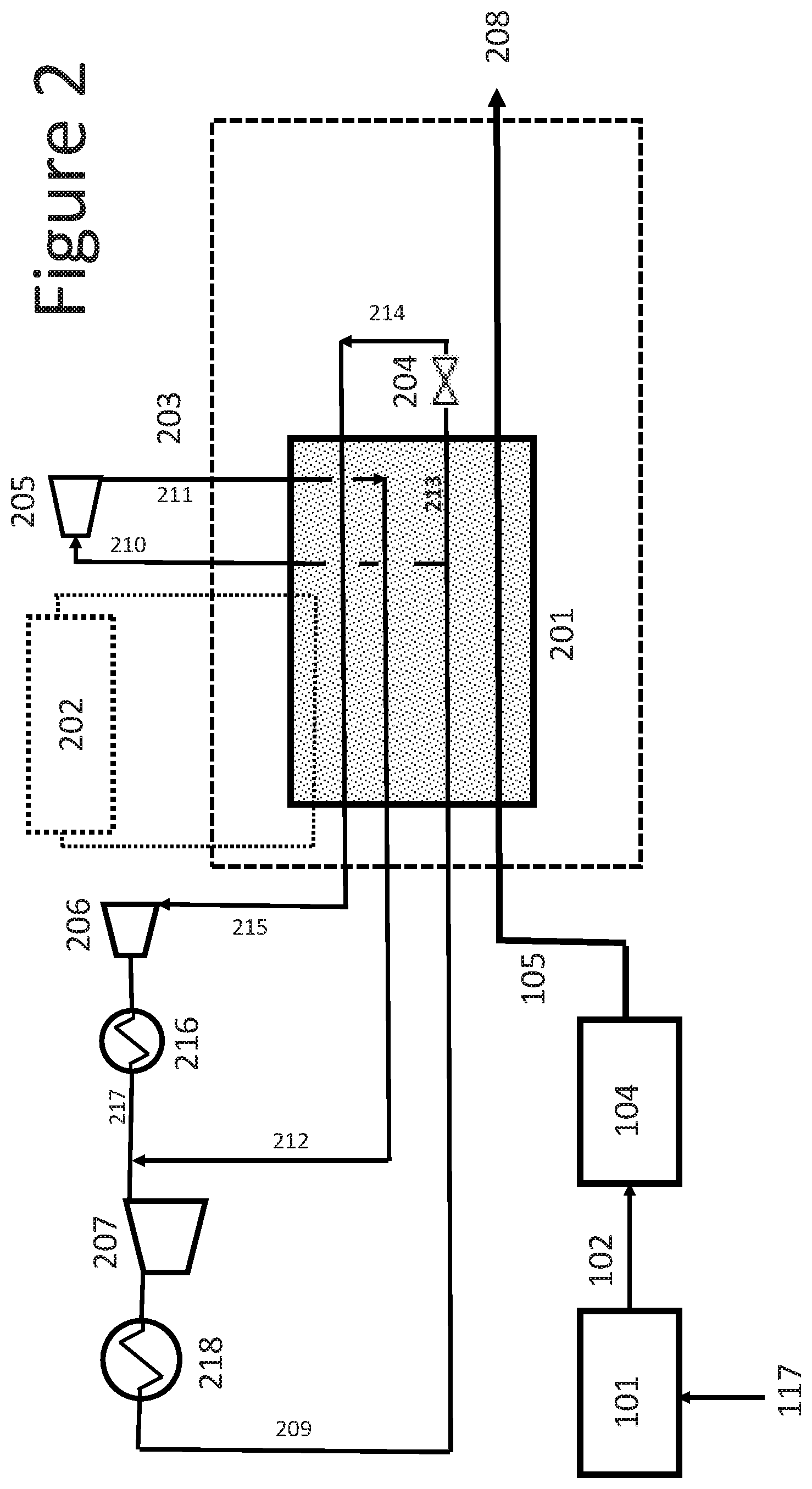 Patent US11815309 Figure 2 – Integration of hydrogen liquefaction with gas processing units