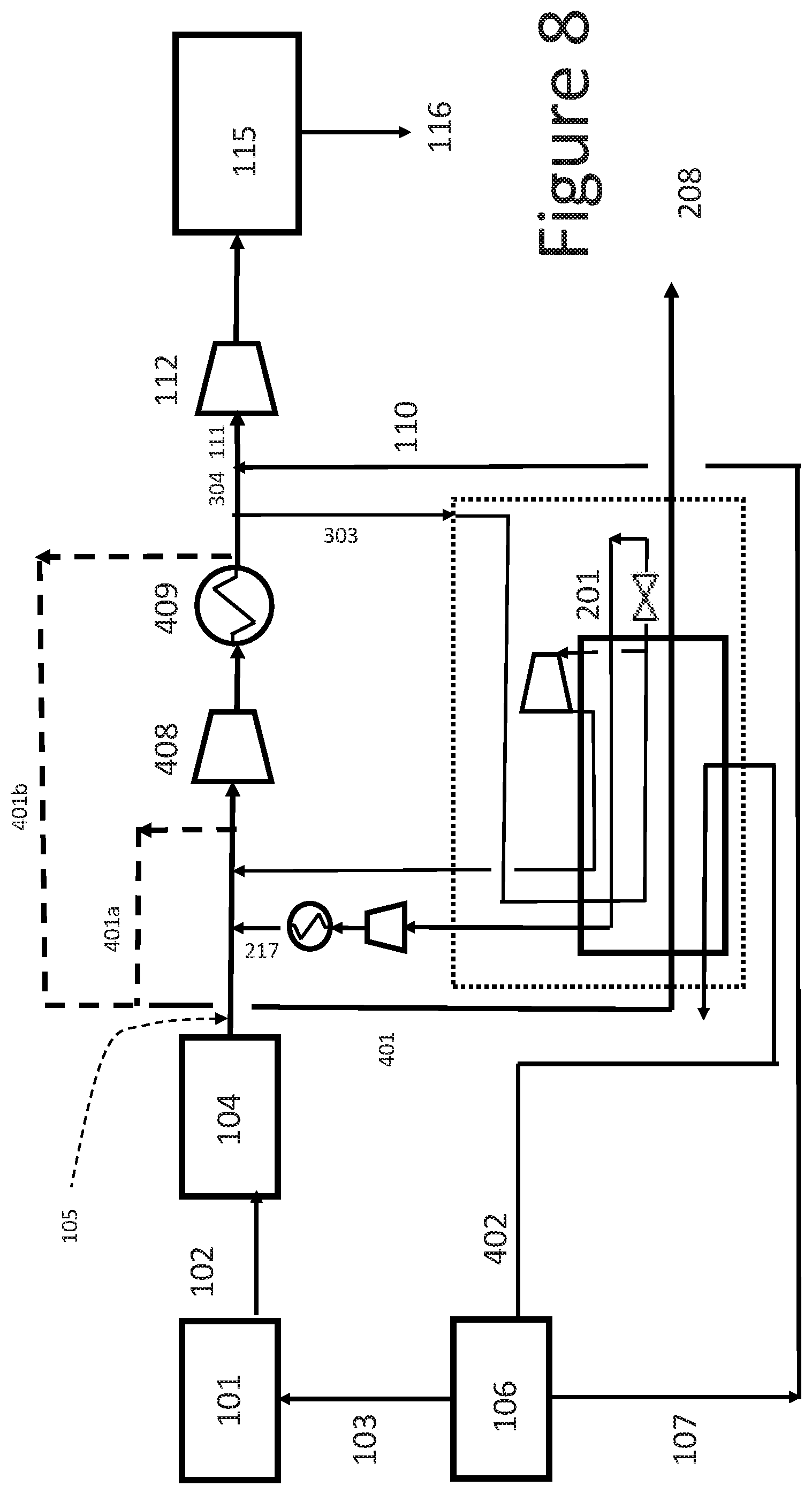 Patent US11815309 Figure 8 – Integration of hydrogen liquefaction with gas processing units