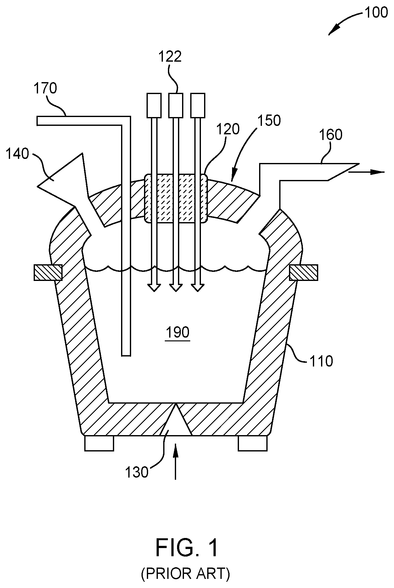 Patent US11815313 Figure 1 – Metallurgical furnace having an integrated off-gas hood