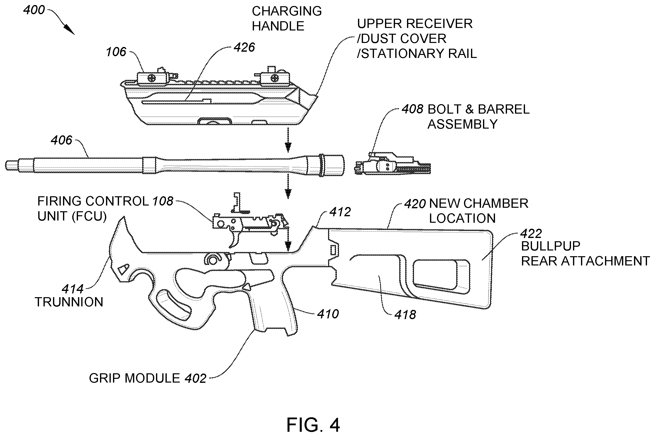 Patent US11815322 Figure 5 – Method and apparatus for providing a module for firearm modification via an existing firing control unit