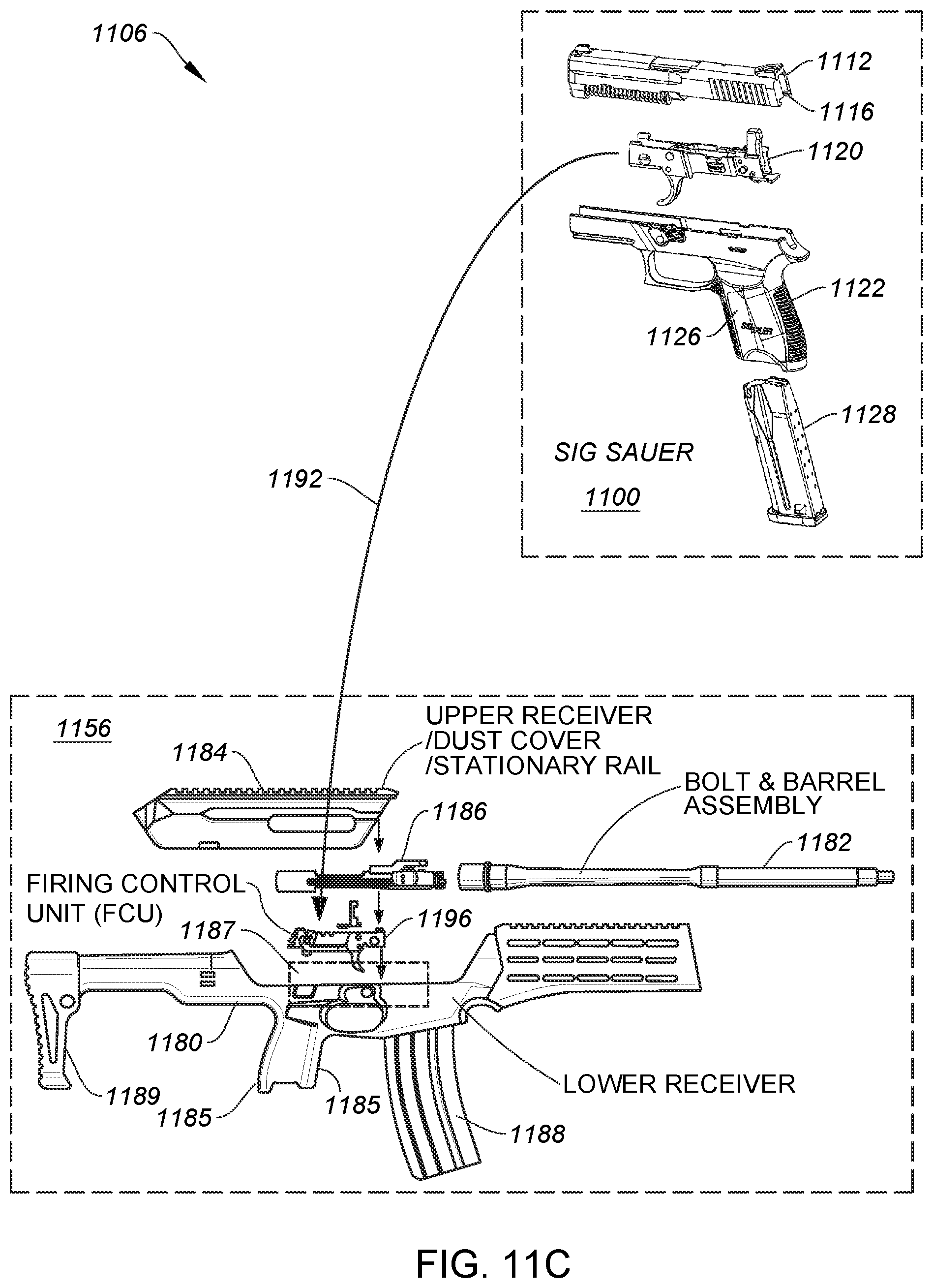 Patent US11815322 Figure 14 – Method and apparatus for providing a module for firearm modification via an existing firing control unit