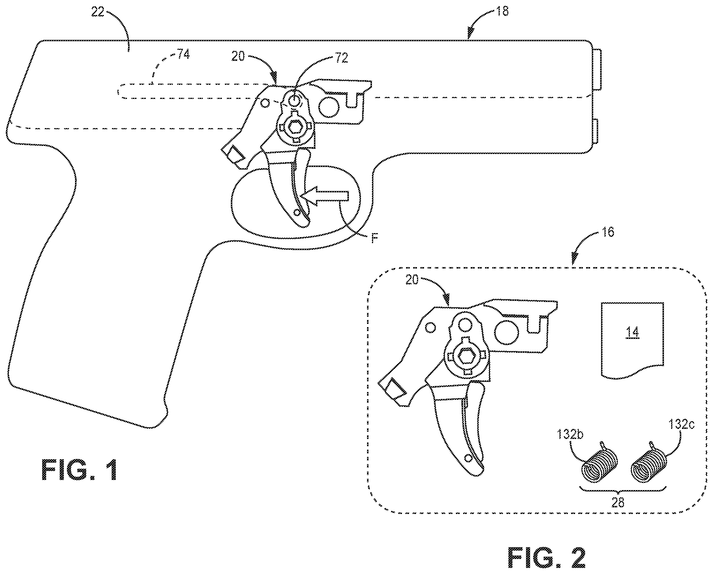 Patent US11815323 Figure 1 – Adjustable force trigger mechanism