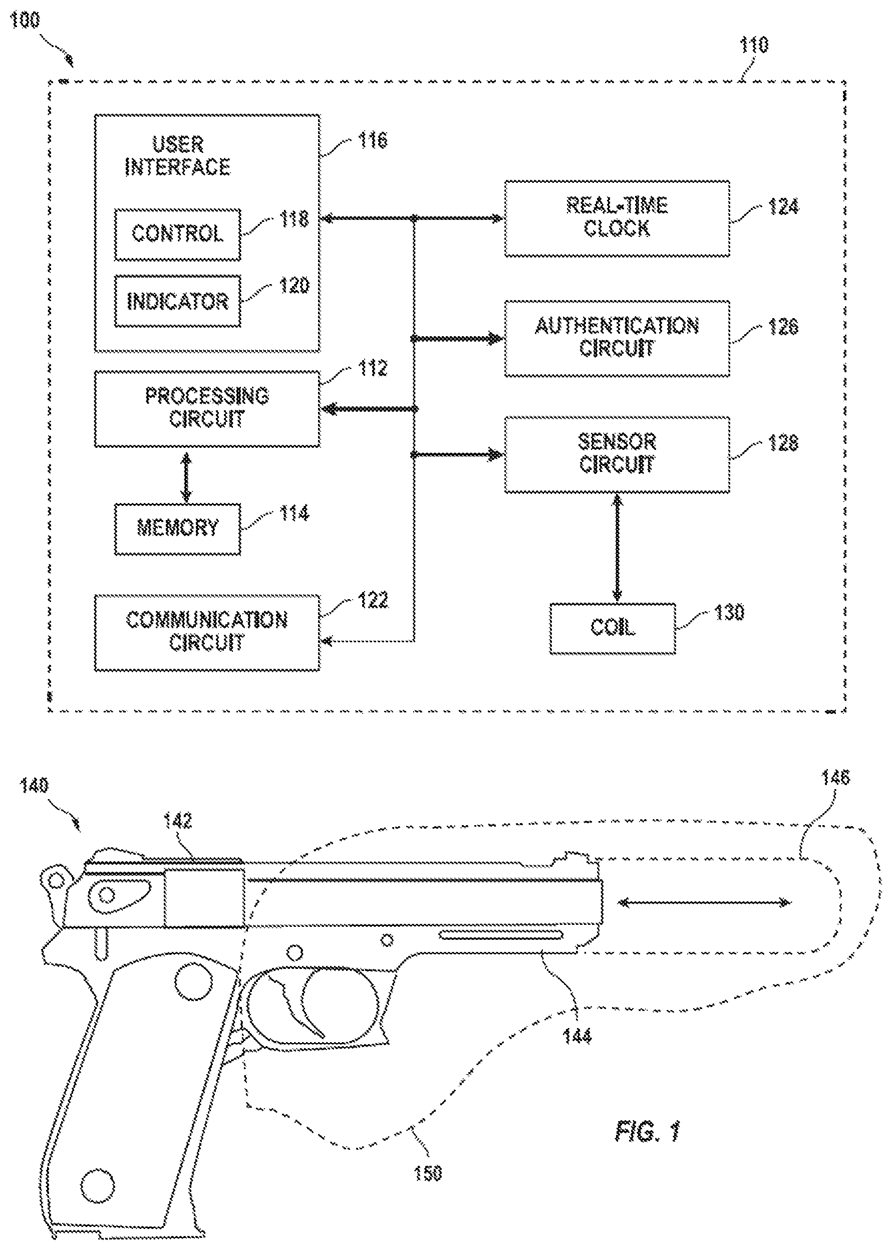 Patent US11815328 Figure 1 – Mounting systems and methods for positioning a detector on a weapon holster