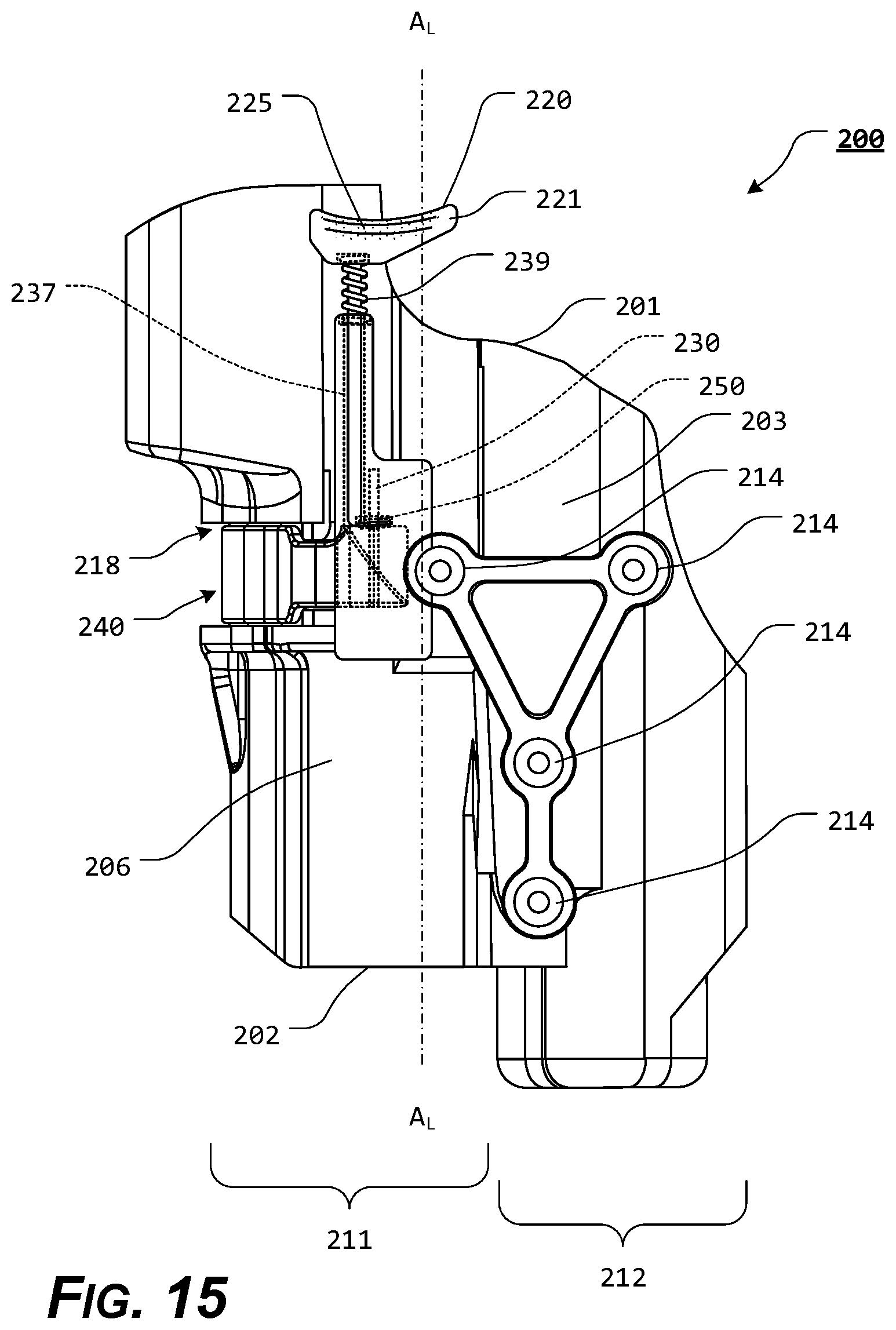 Patent US11815329 Figure 14 – Holster with pushrod ejection port locking element