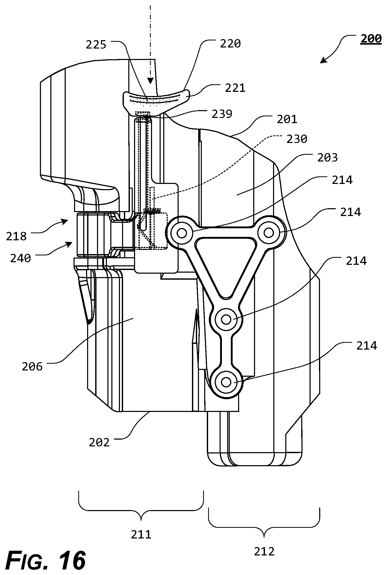 Patent US11815329 Figure 15 – Holster with pushrod ejection port locking element