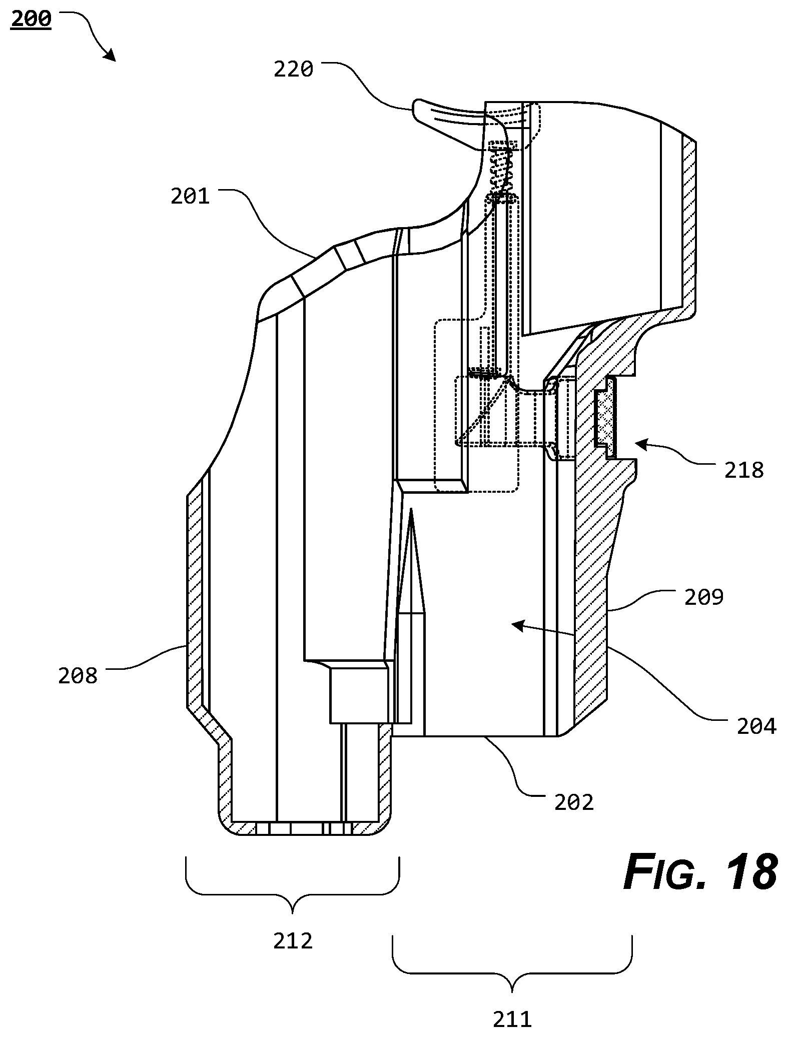 Patent US11815329 Figure 17 – Holster with pushrod ejection port locking element