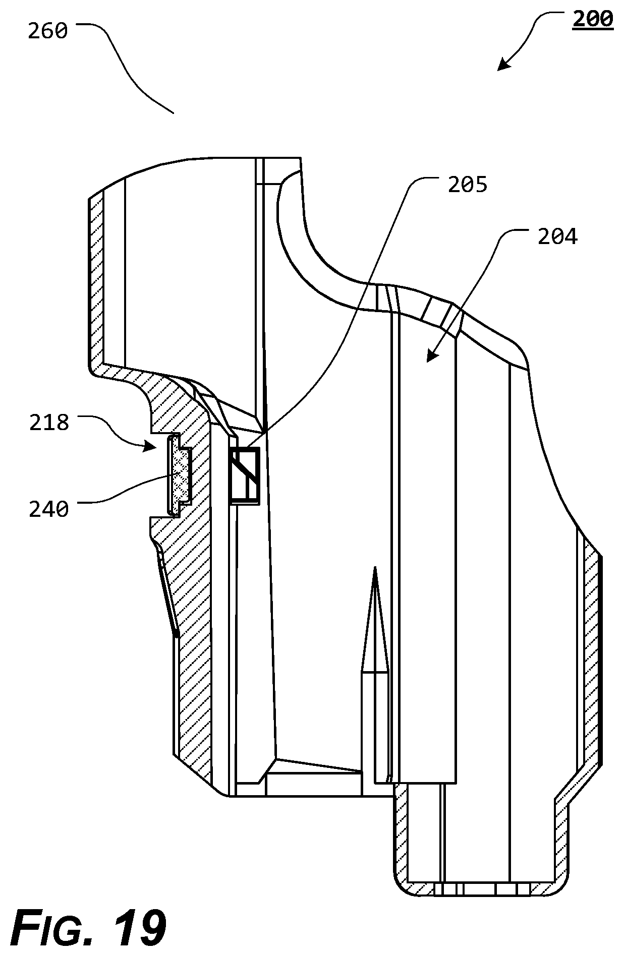 Patent US11815329 Figure 18 – Holster with pushrod ejection port locking element