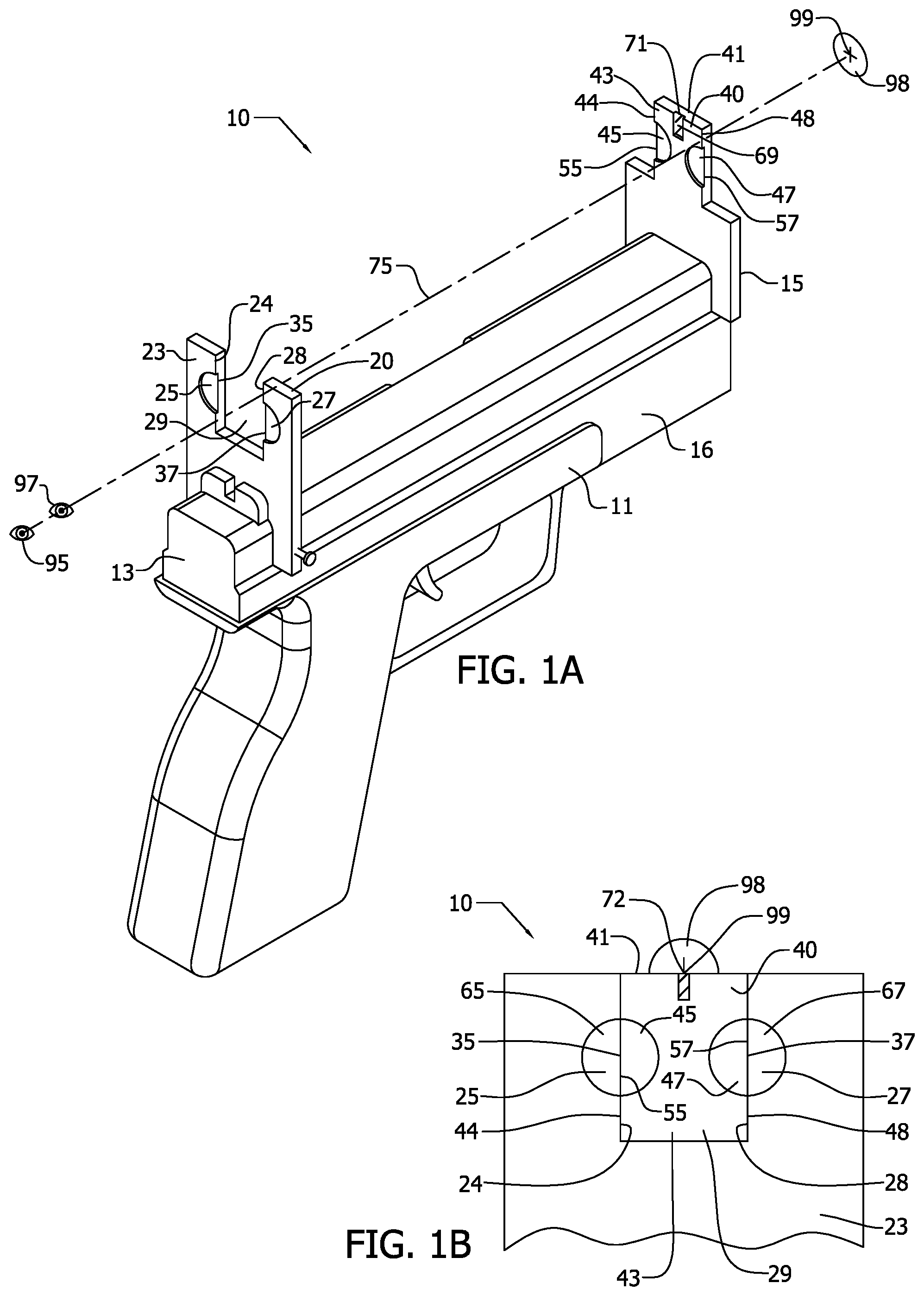 Patent US11815330 Figure 1 – Sight apparatus for firearms instruction and related methods of use
