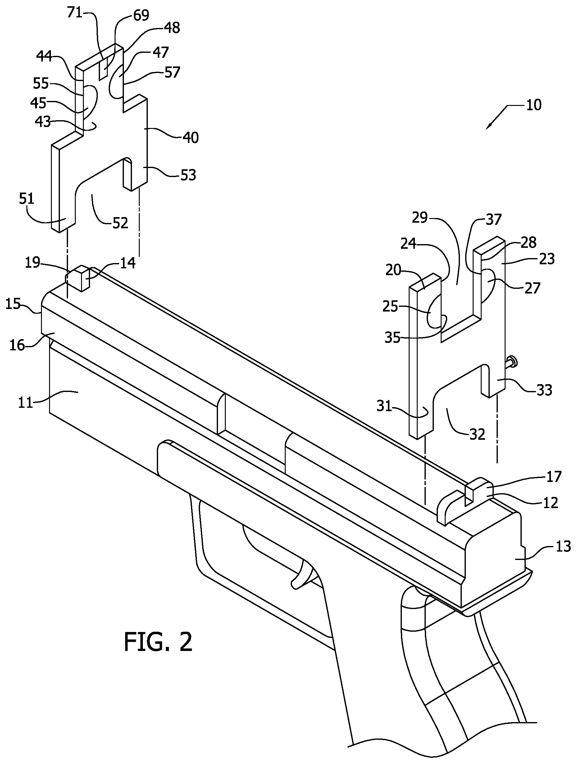 Patent US11815330 Figure 2 – Sight apparatus for firearms instruction and related methods of use