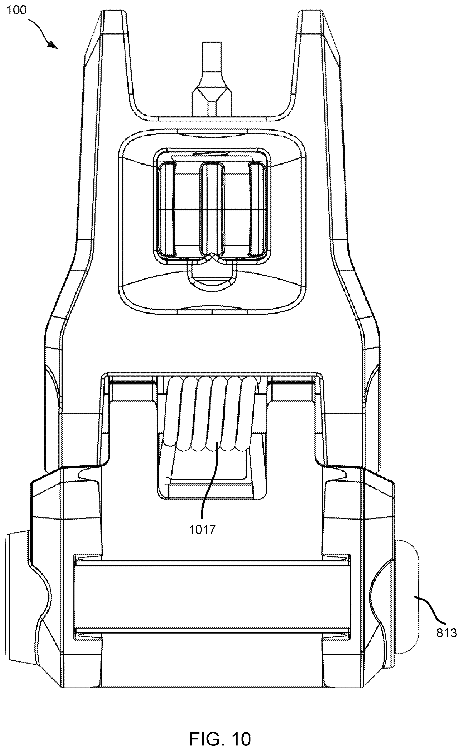 Patent US11815331 Figure 10 – Back-up sights with compact aperture, centering sight post, and miniaturized windage detent mechanism