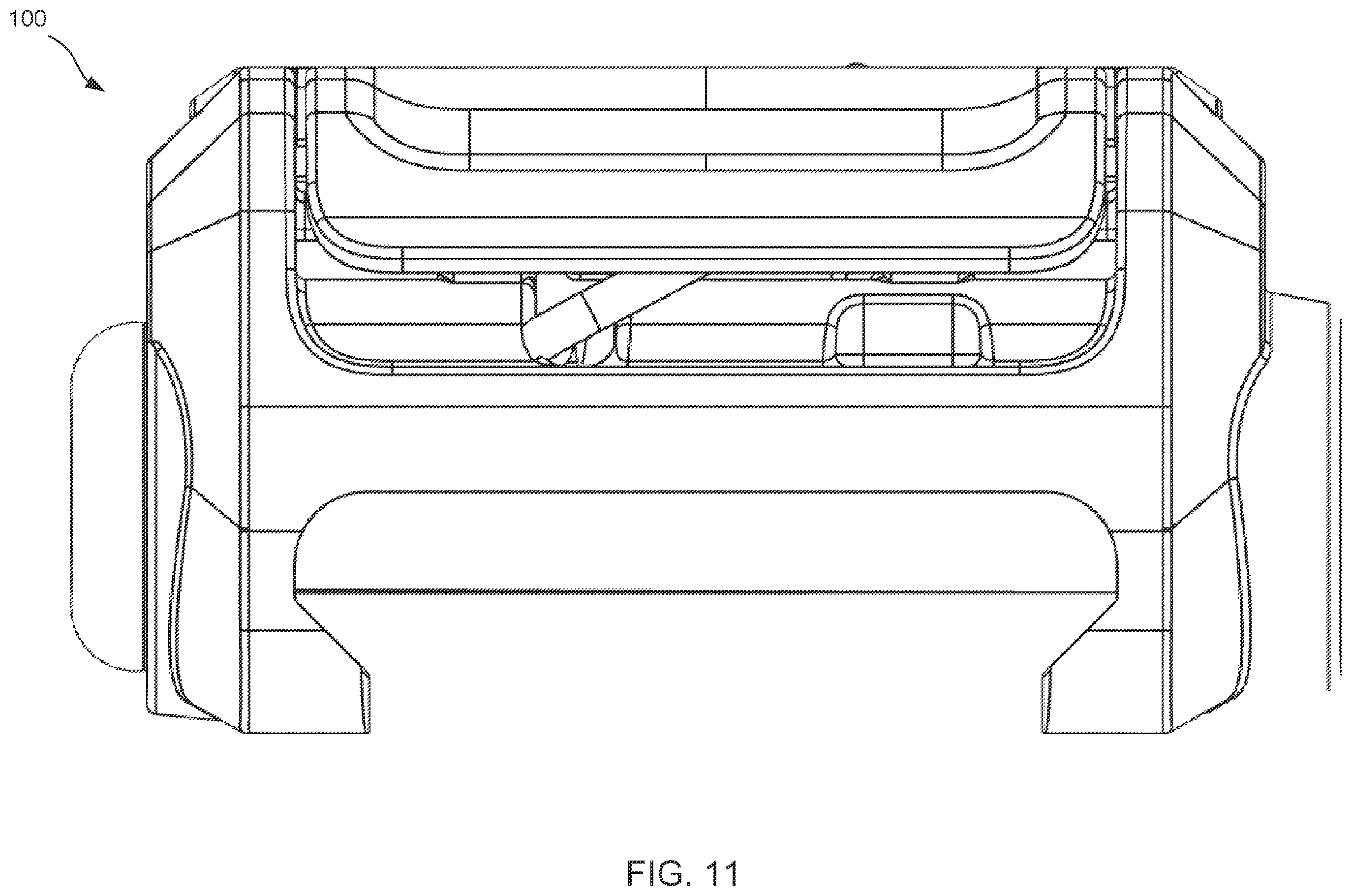 Patent US11815331 Figure 11 – Back-up sights with compact aperture, centering sight post, and miniaturized windage detent mechanism
