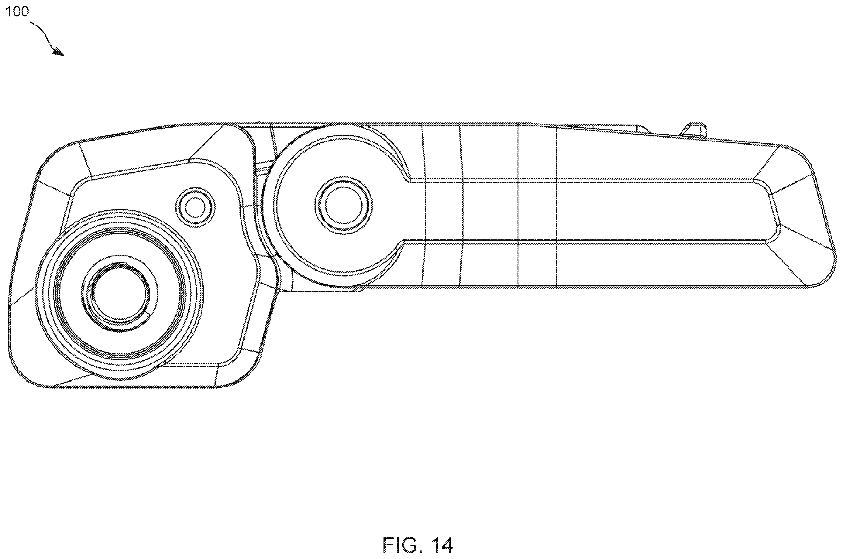 Patent US11815331 Figure 14 – Back-up sights with compact aperture, centering sight post, and miniaturized windage detent mechanism