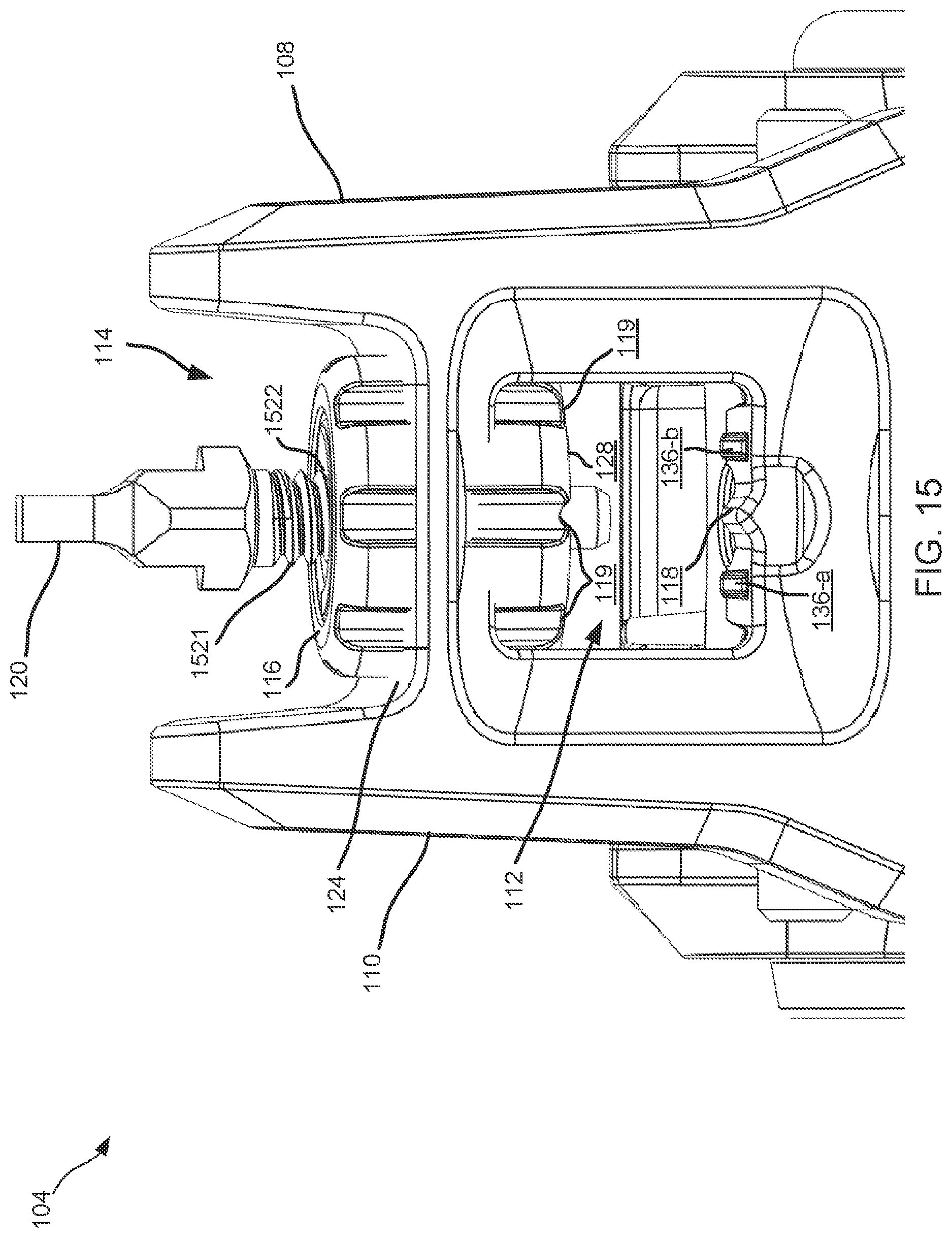 Patent US11815331 Figure 15 – Back-up sights with compact aperture, centering sight post, and miniaturized windage detent mechanism