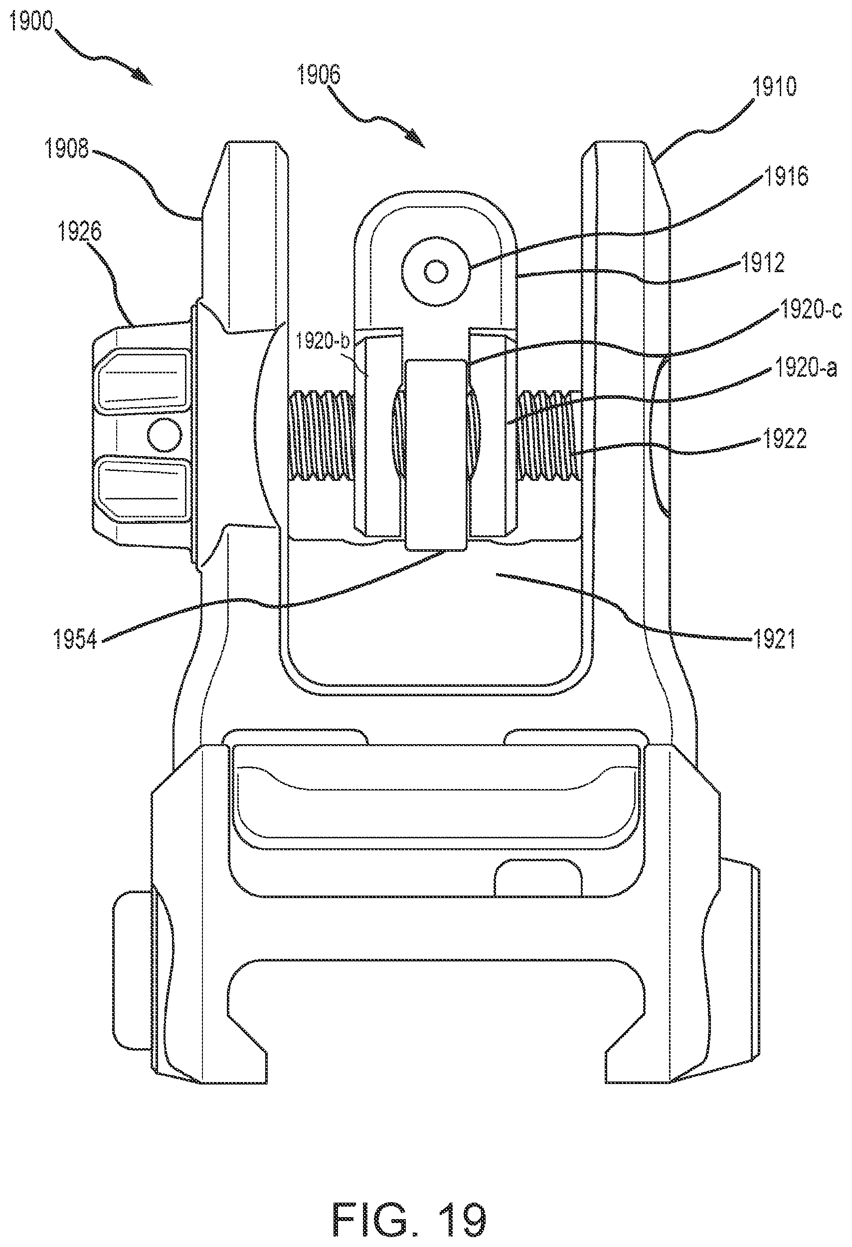 Patent US11815331 Figure 19 – Back-up sights with compact aperture, centering sight post, and miniaturized windage detent mechanism