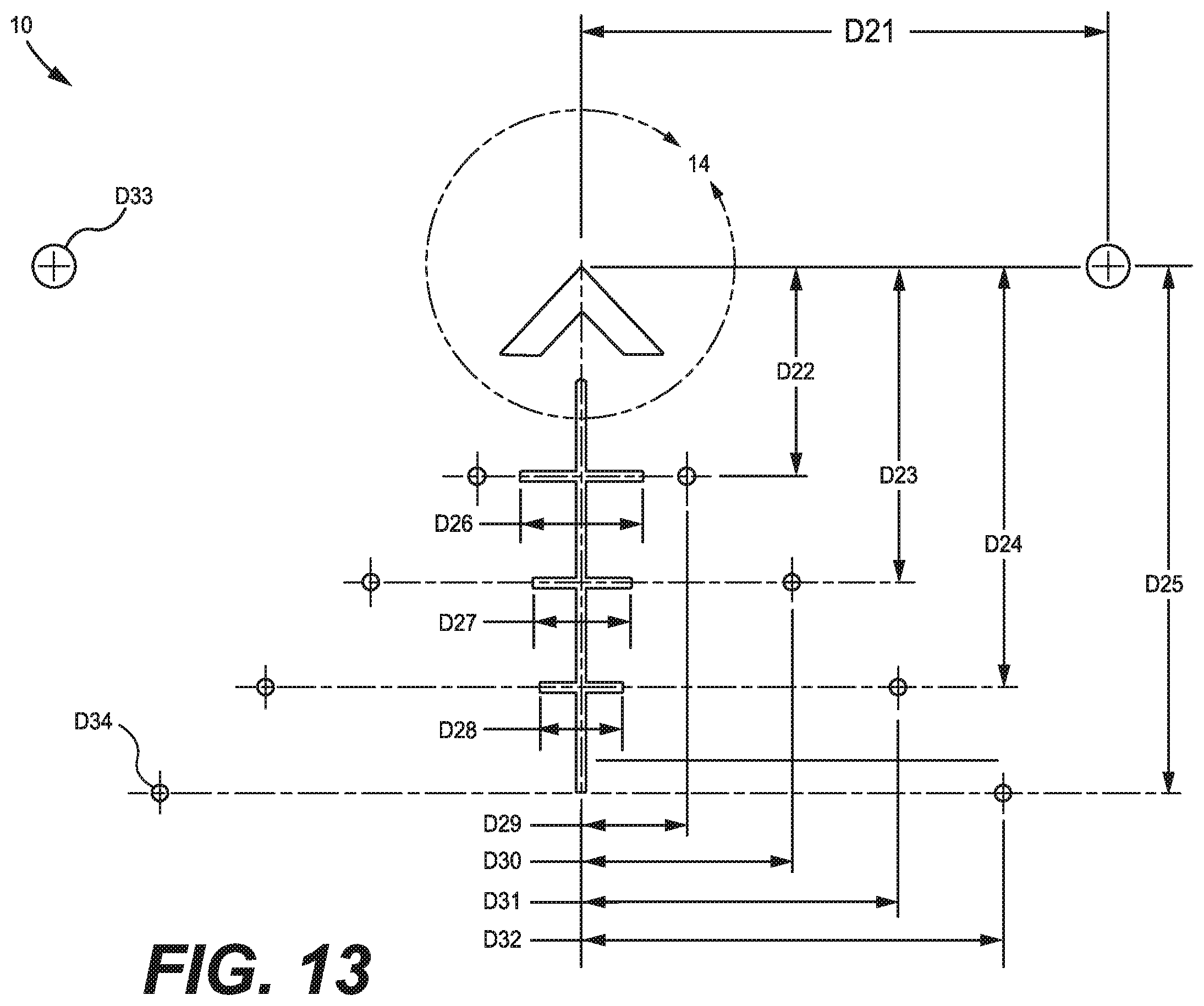 Patent US11815334 Figure 10 – Firearm optical sight reticle