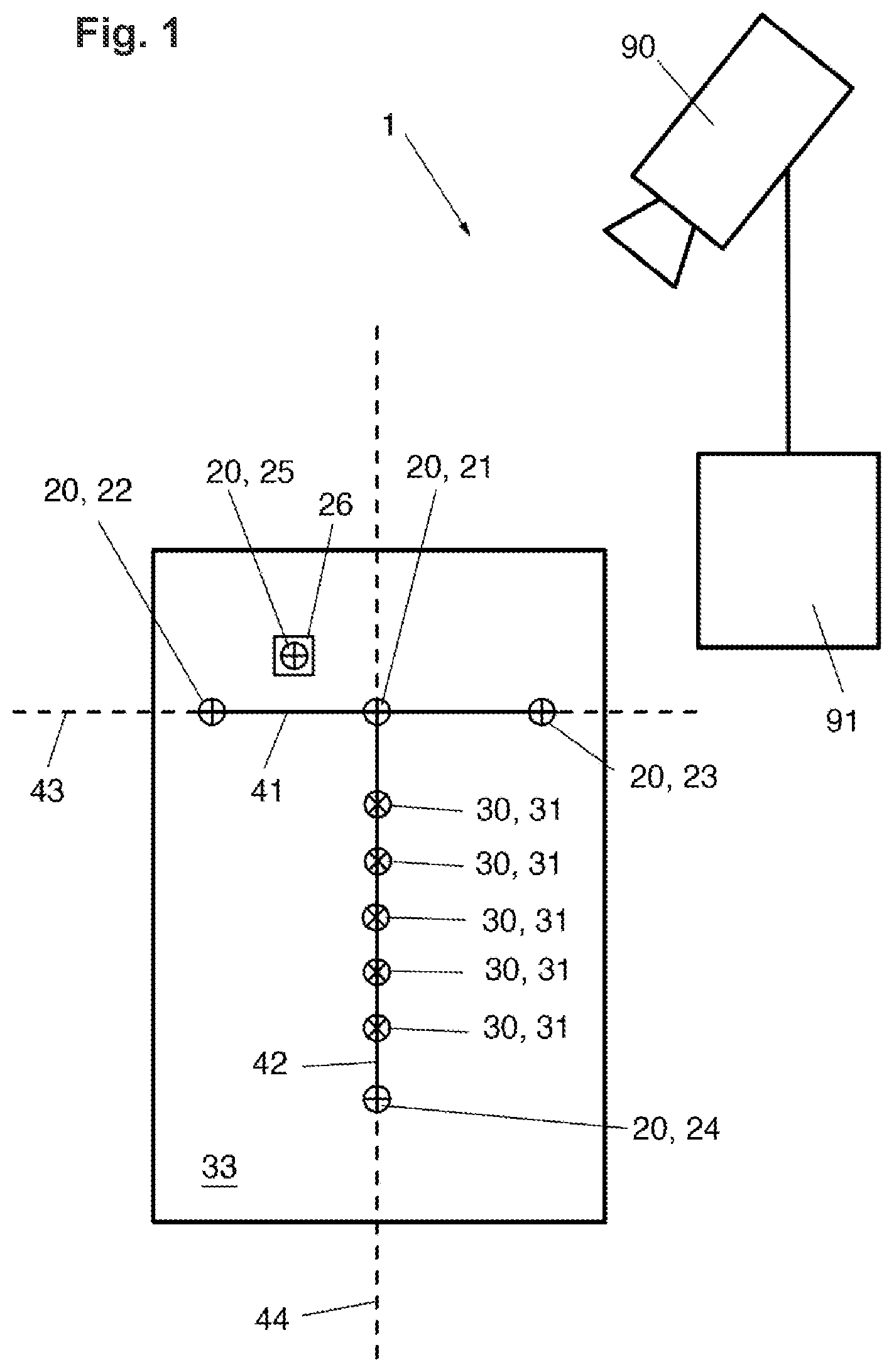 Patent US11815345 — Device for orientation and position detection of markings in three-dimensional space — Figure 1