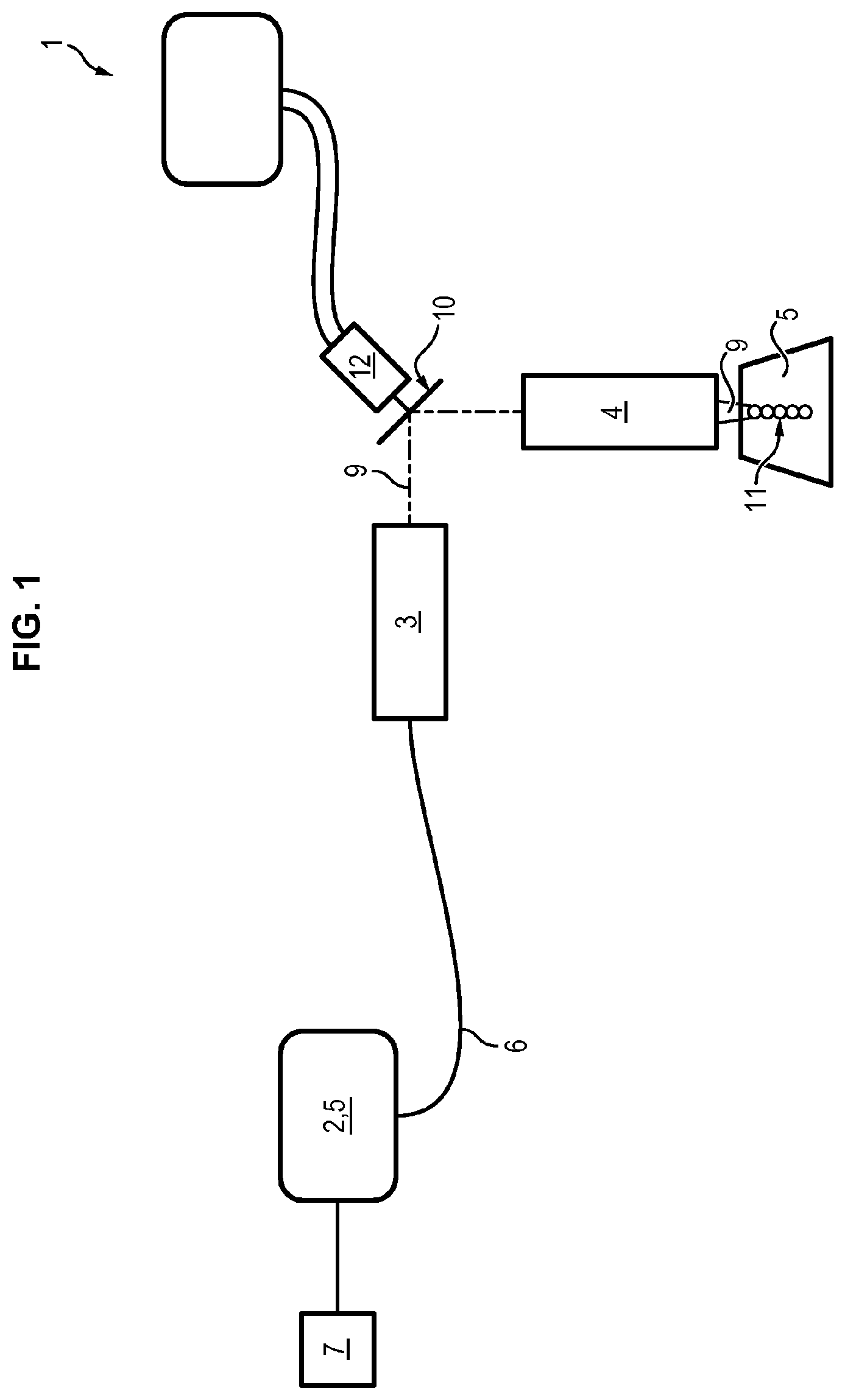 Patent US11815346 — Device for the chromatic confocal measurement of a local height and/or orientation of a surface of a sample and corresponding methods for measuring a height or a roughness of a sample — Figure 1