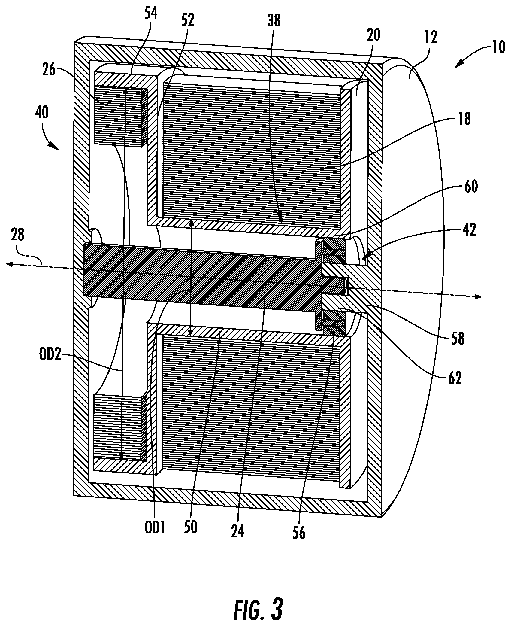 Patent US11815350 Figure 3 – Tape measure with retraction spring adjacent to tape reel