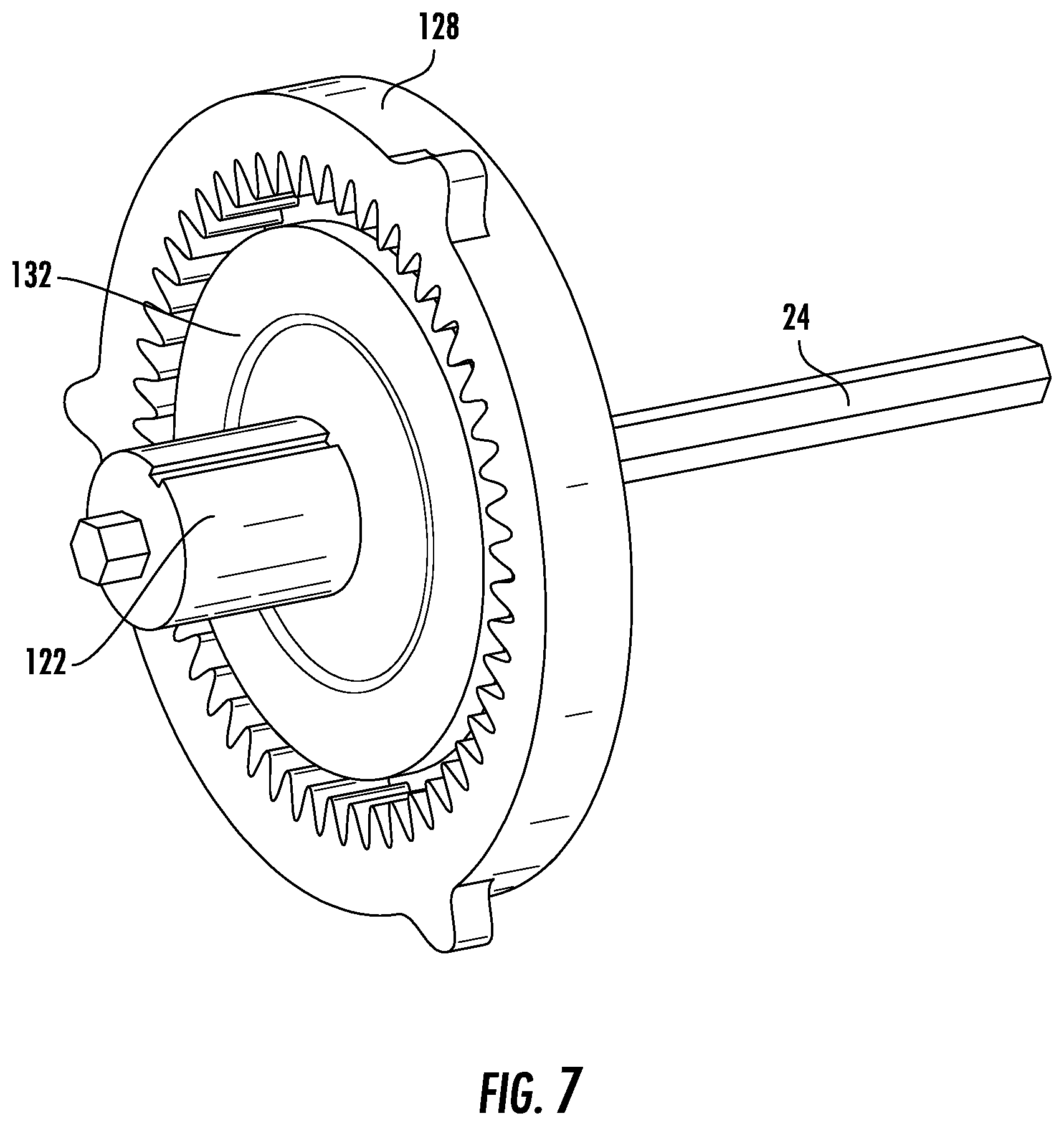 Patent US11815350 Figure 7 – Tape measure with retraction spring adjacent to tape reel