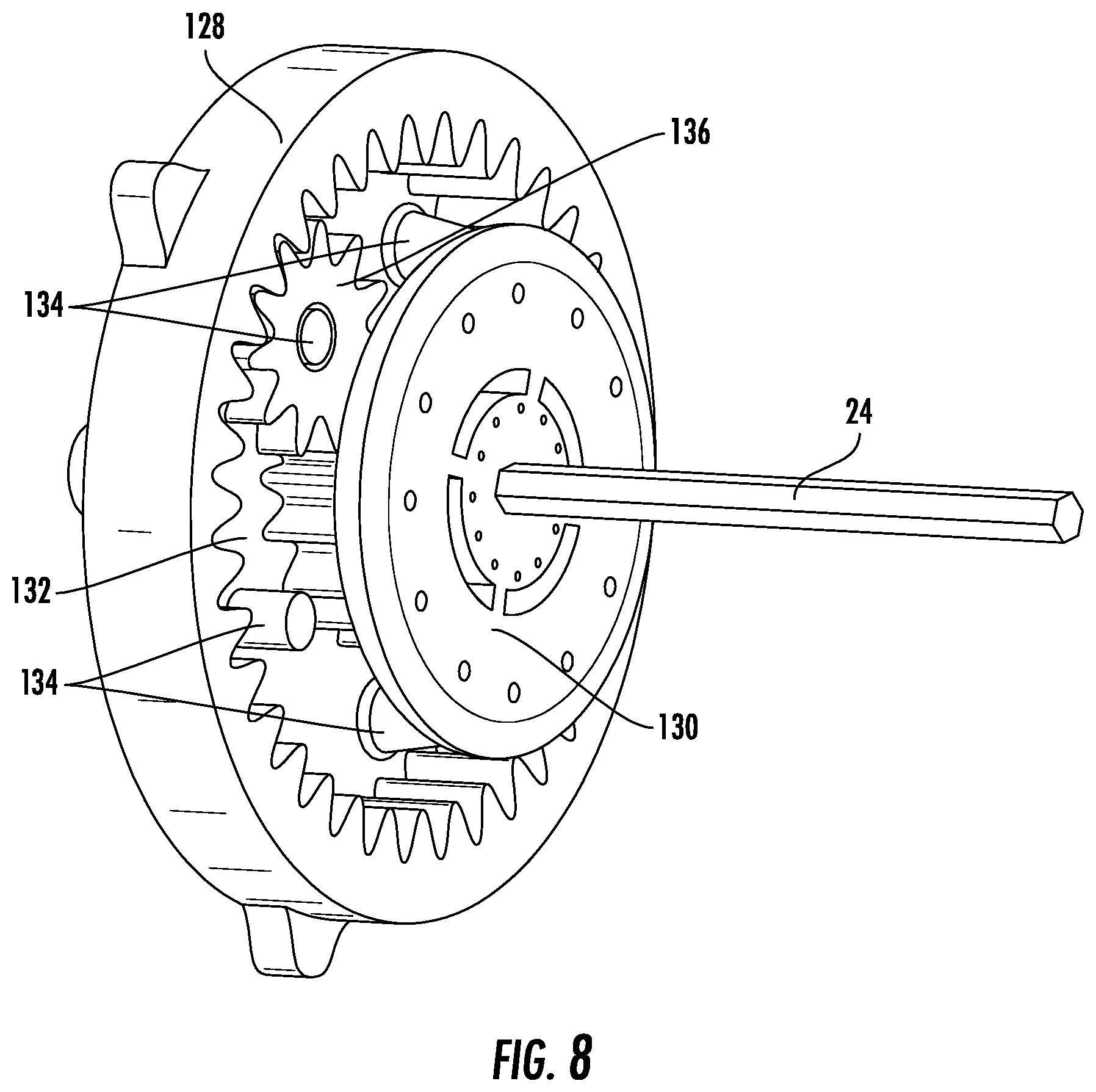 Patent US11815350 Figure 8 – Tape measure with retraction spring adjacent to tape reel