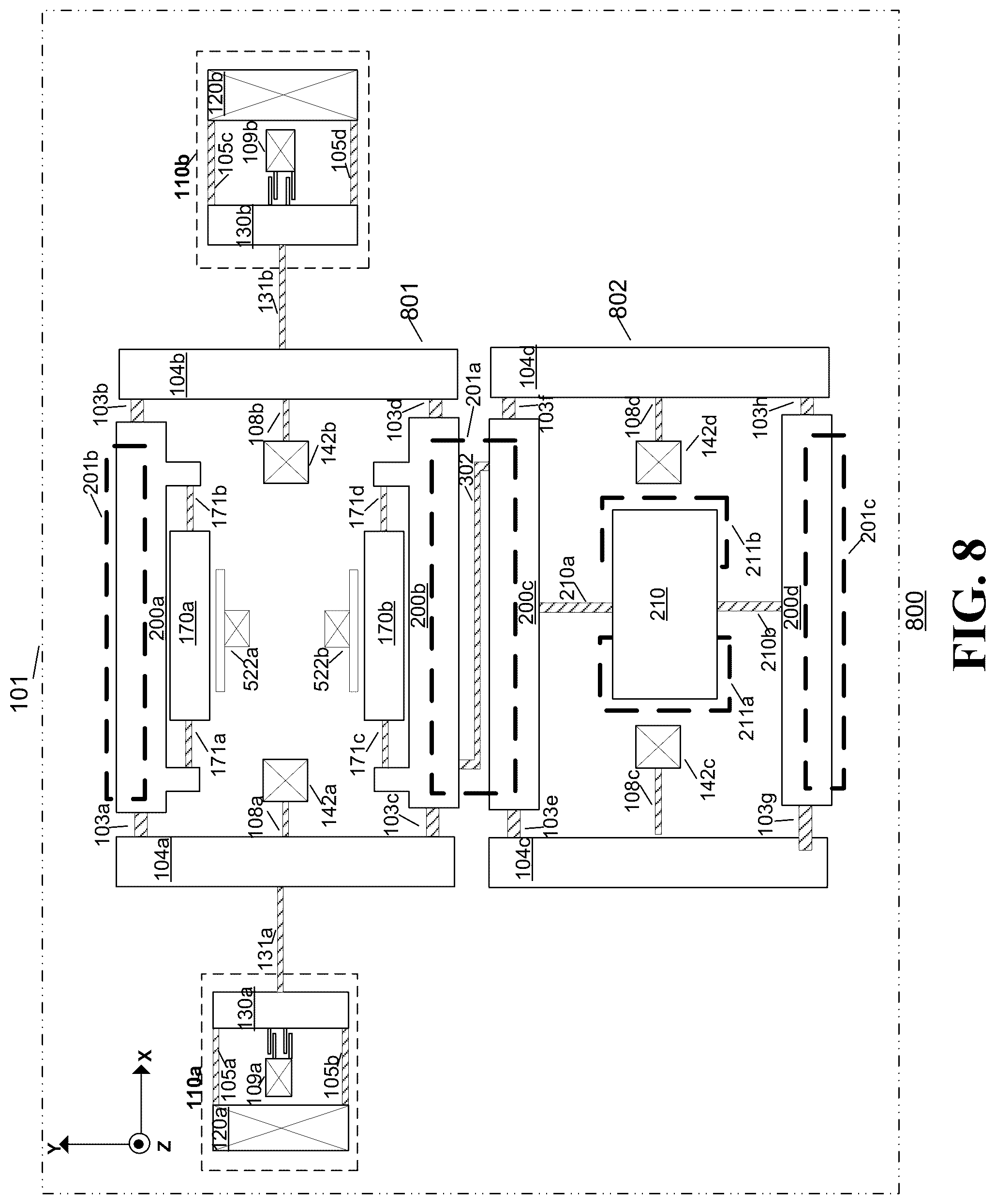 Patent US11815354 Figure 11 – Drive and sense balanced, semi-coupled 3-axis gyroscope