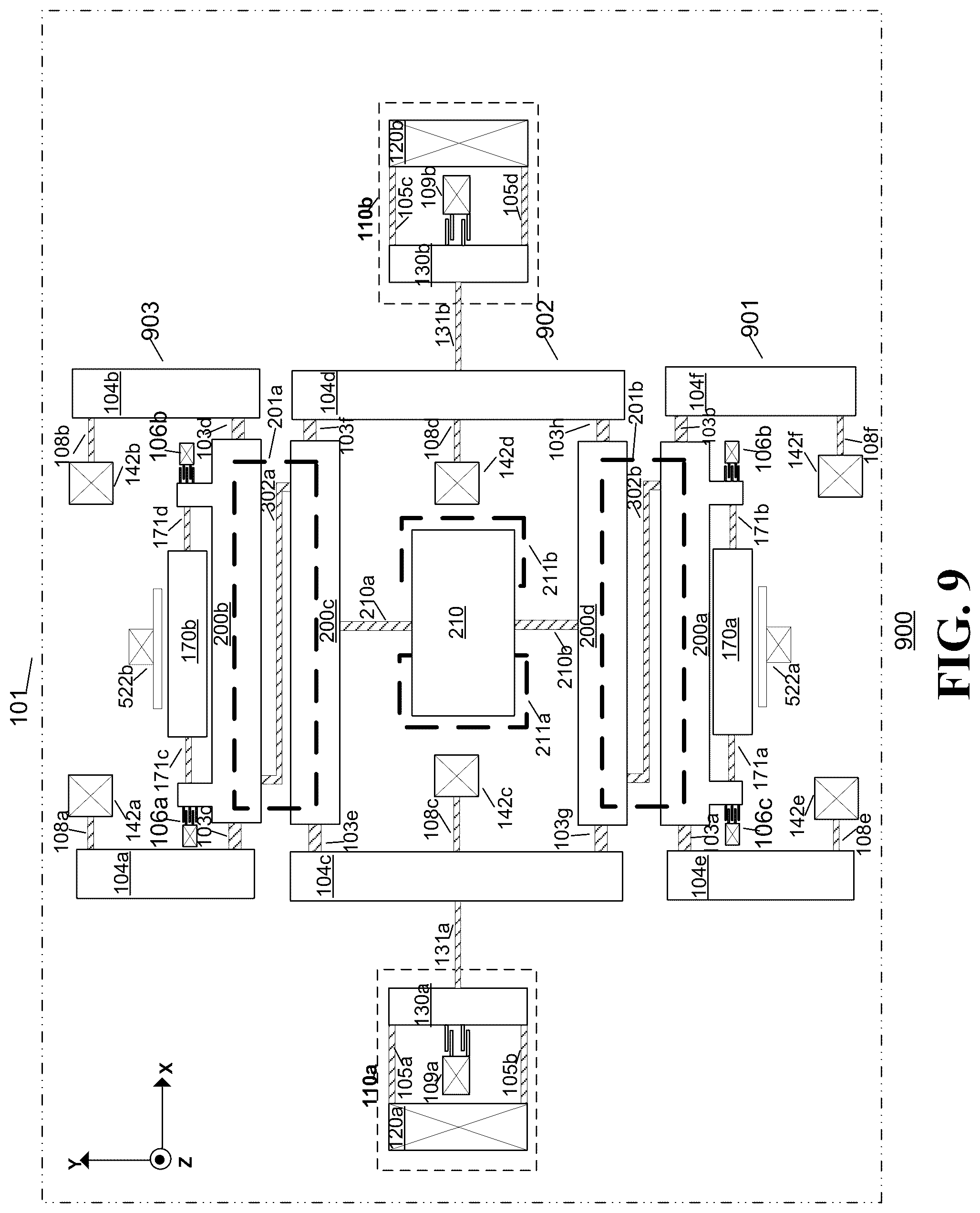 Patent US11815354 Figure 12 – Drive and sense balanced, semi-coupled 3-axis gyroscope