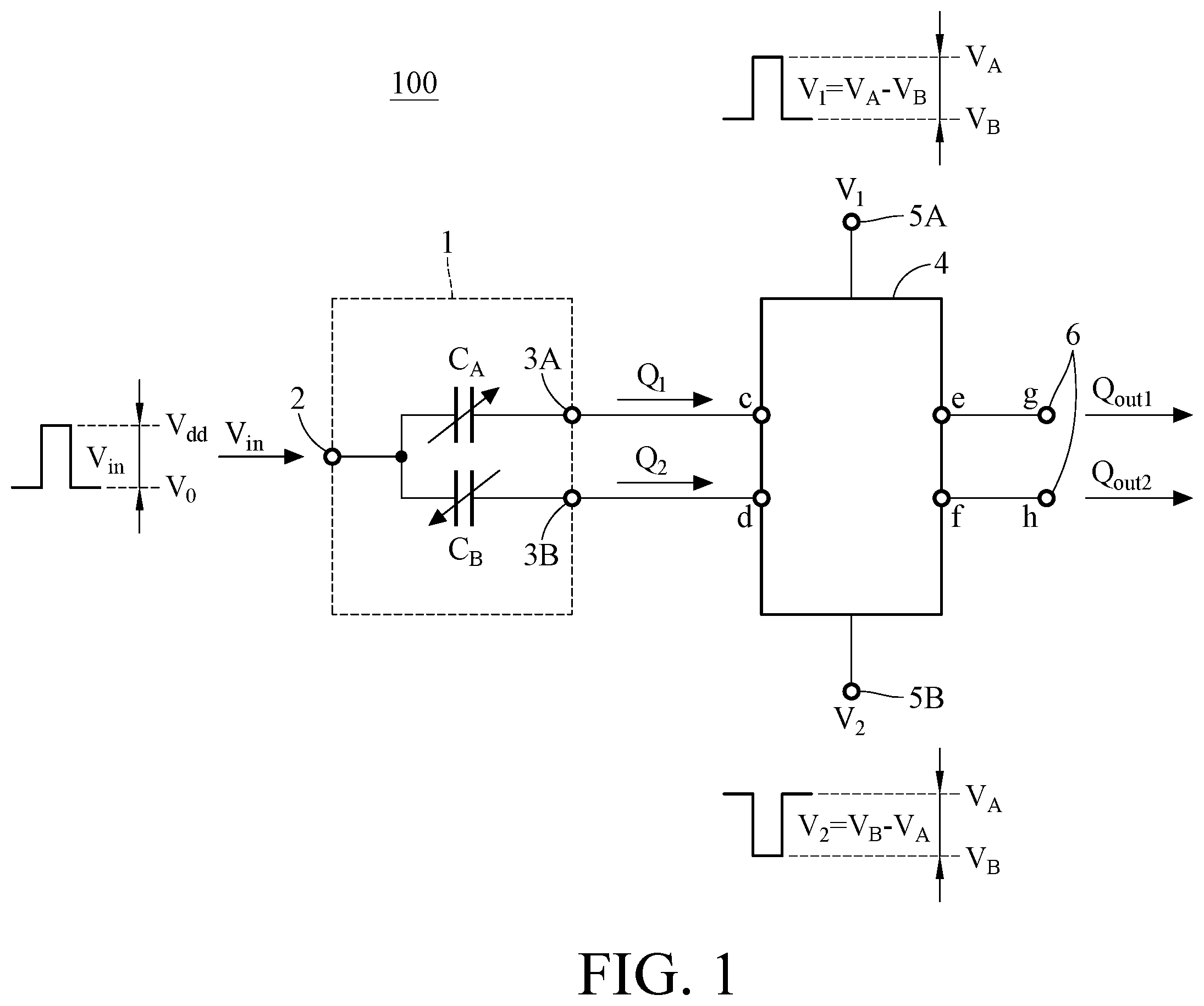 Patent US11815369 Figure 1 – Differential capacitor device and method for calibrating differential capacitor