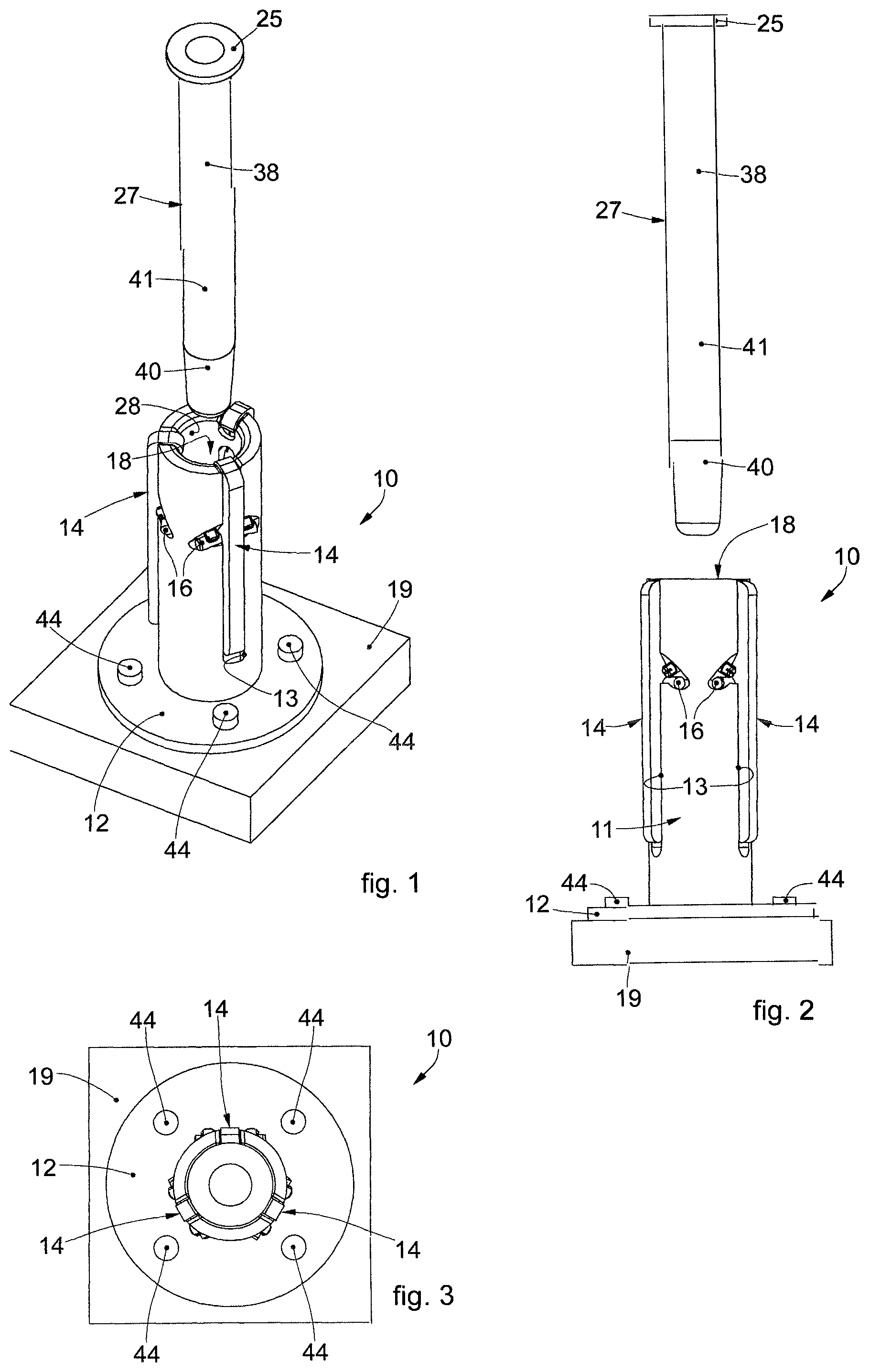 Patent US11815389 Figure 1 – Weighing device with levers for securing a container of weighed substance