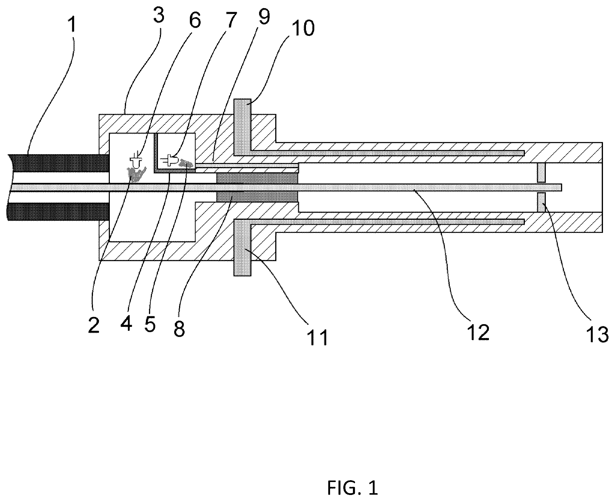 Patent US11815392 Figure 1 – Self-levelling piercing sensor in a light guide cable plug connection