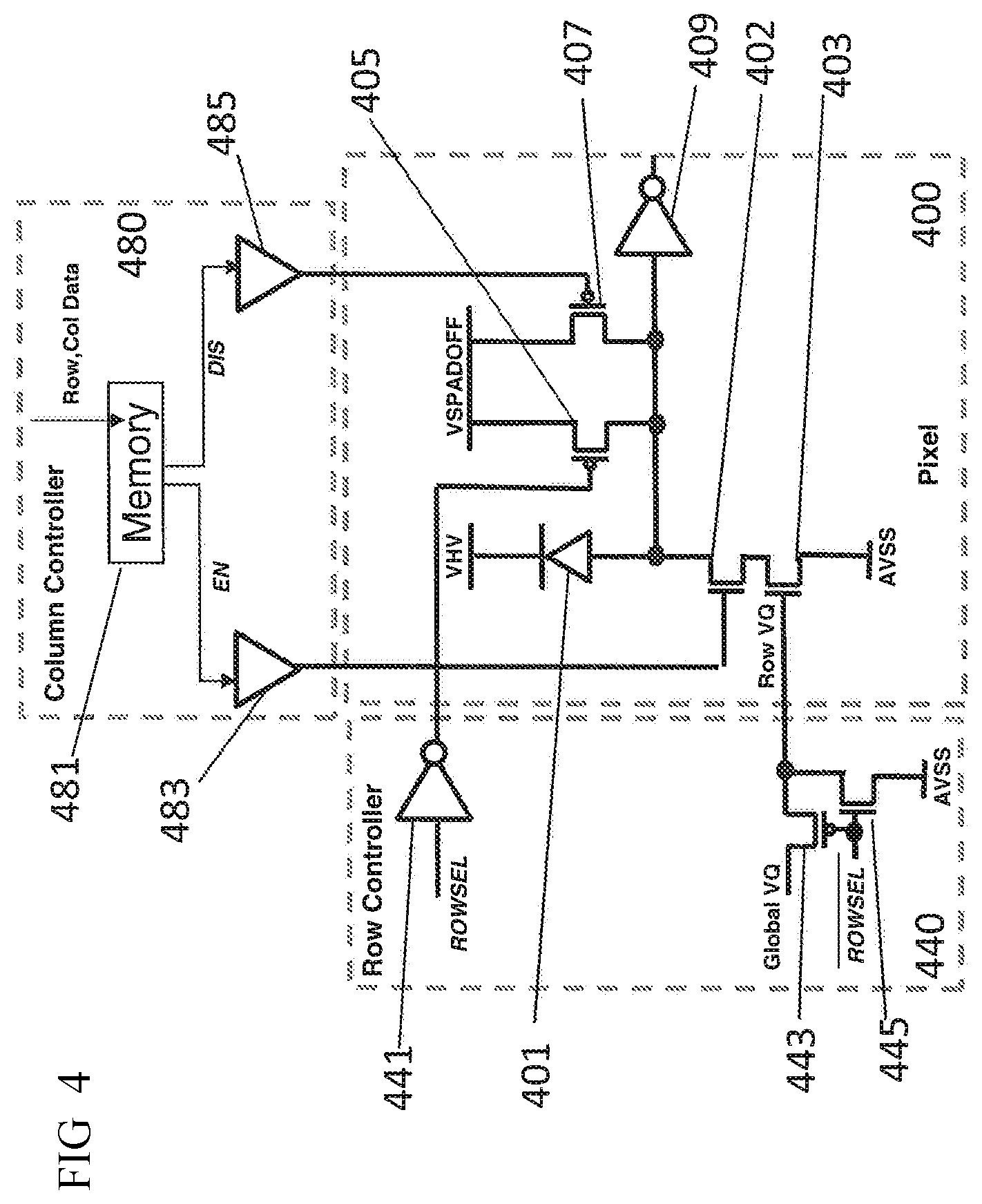 Patent US11815393 Figure 5 – Image sensor including photodiode array comprising a first transistor coupled to a photodiode to receive a column enable signal and a second transistor coupled to the photodiode to receive a column disable signal