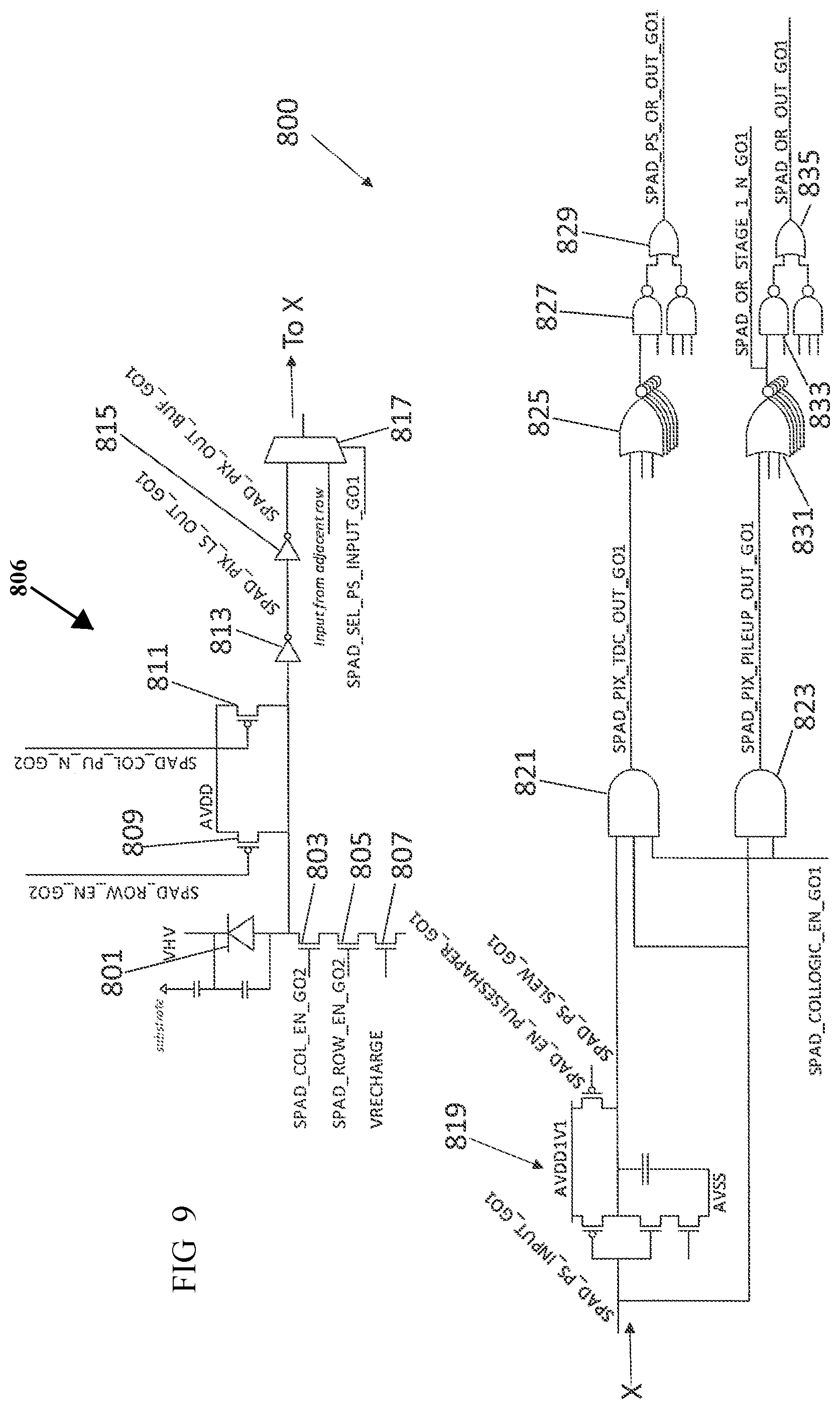 Patent US11815393 Figure 10 – Image sensor including photodiode array comprising a first transistor coupled to a photodiode to receive a column enable signal and a second transistor coupled to the photodiode to receive a column disable signal