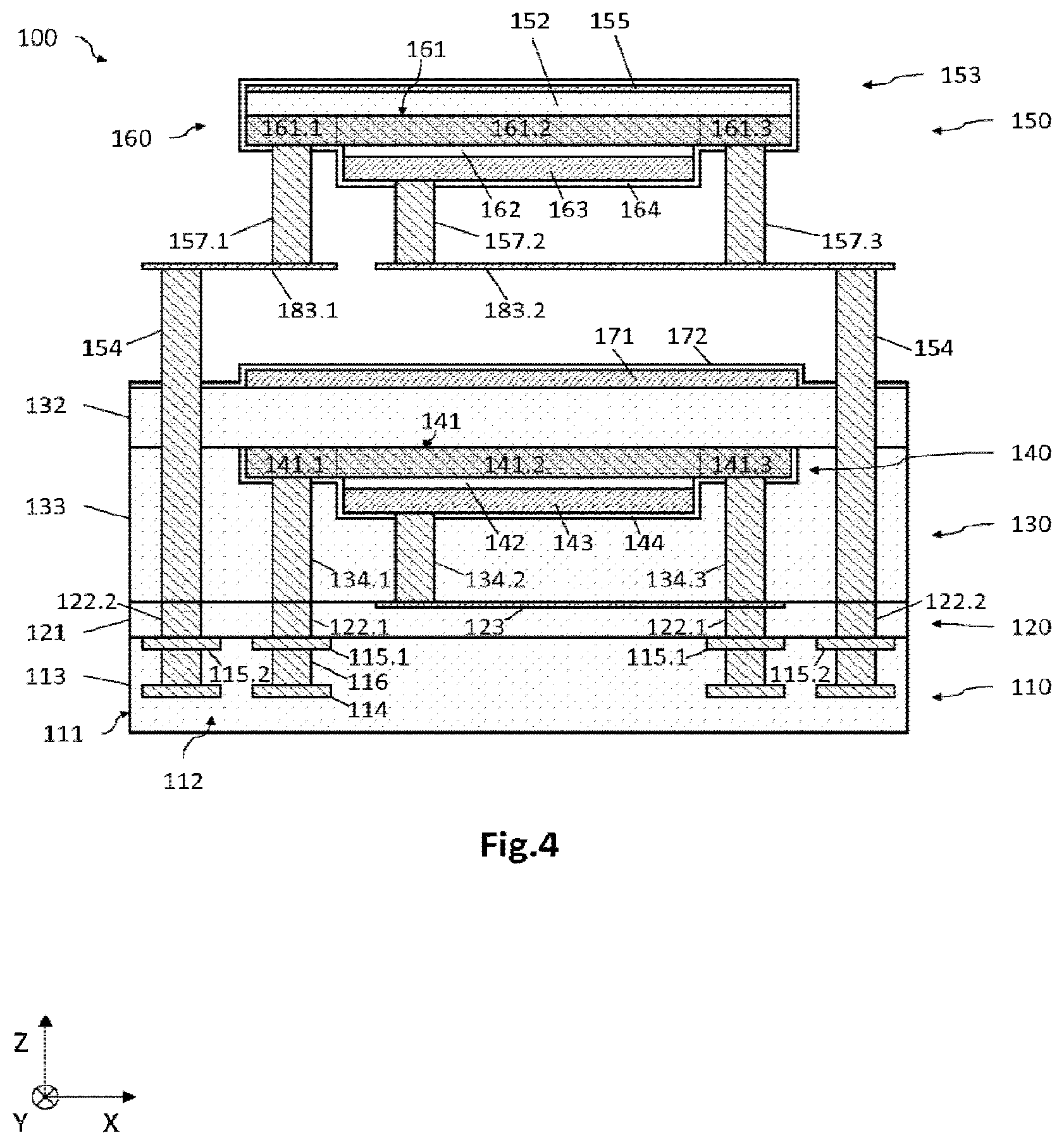 Patent US11815400 Figure 4 – Sensitive pixel based detection system comprising a thermal detector and a compensation device