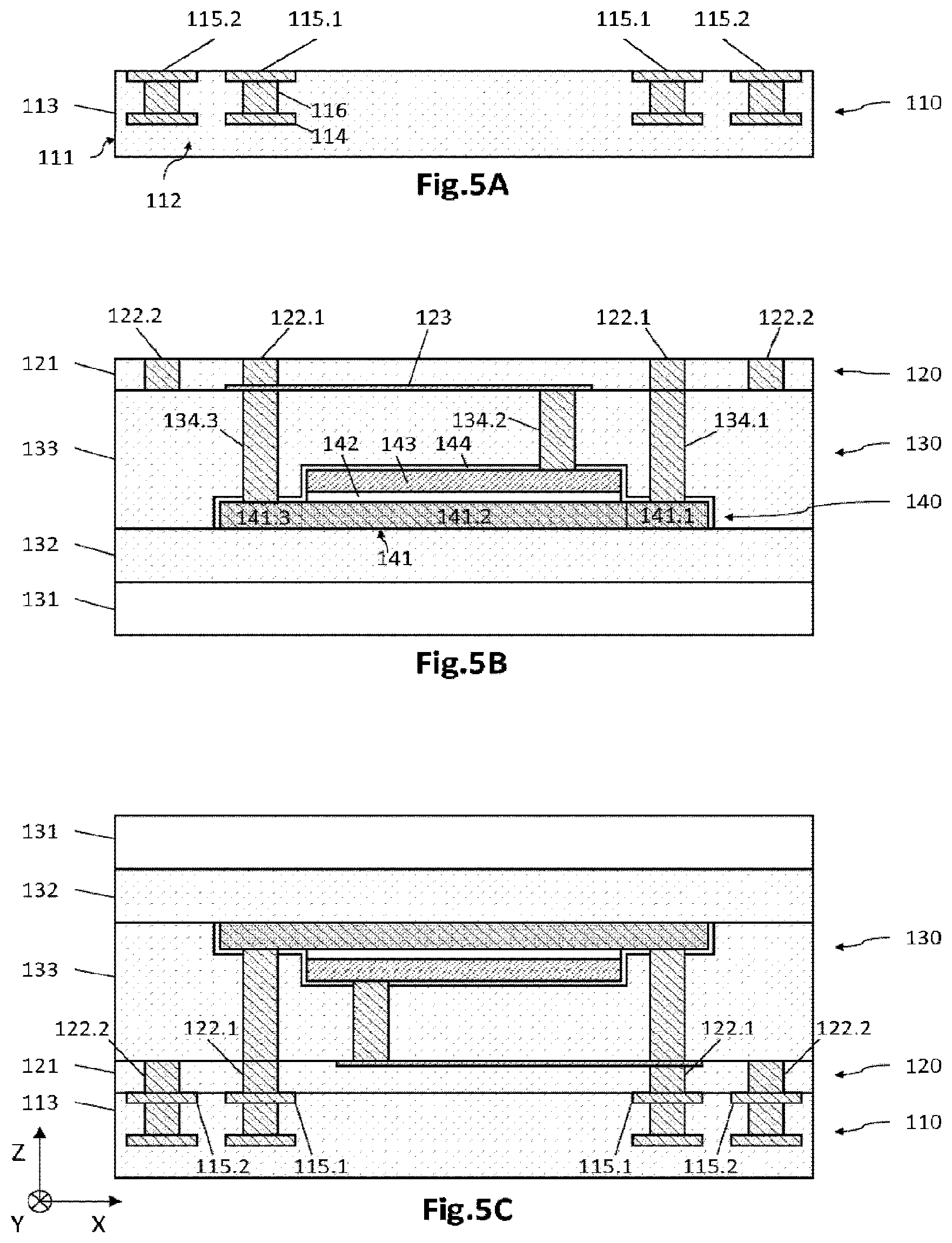Patent US11815400 Figure 5 – Sensitive pixel based detection system comprising a thermal detector and a compensation device