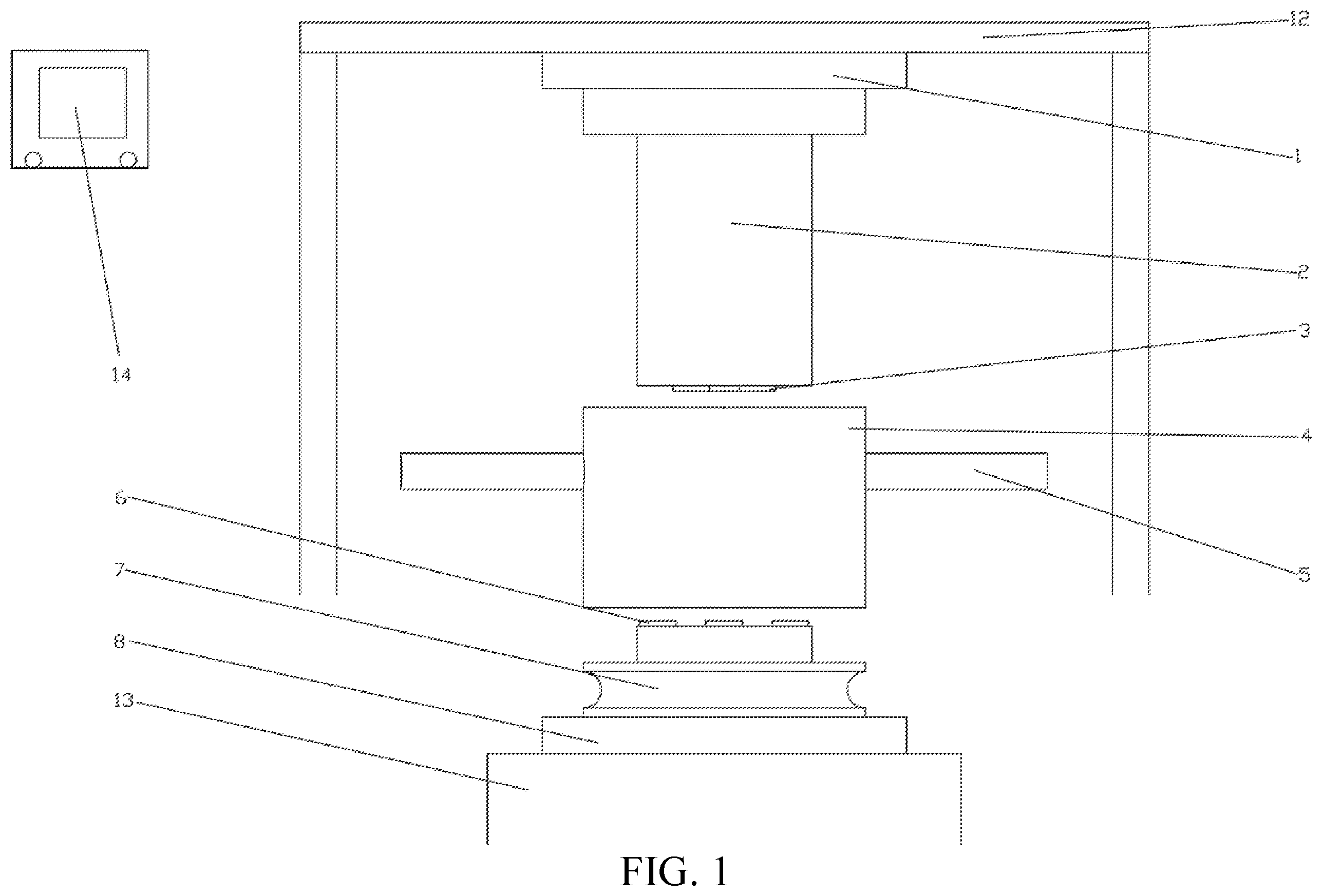 Patent US11815423 Figure 1 – Piston press system and test method for predicting roll service life of high-pressure grinding rolls