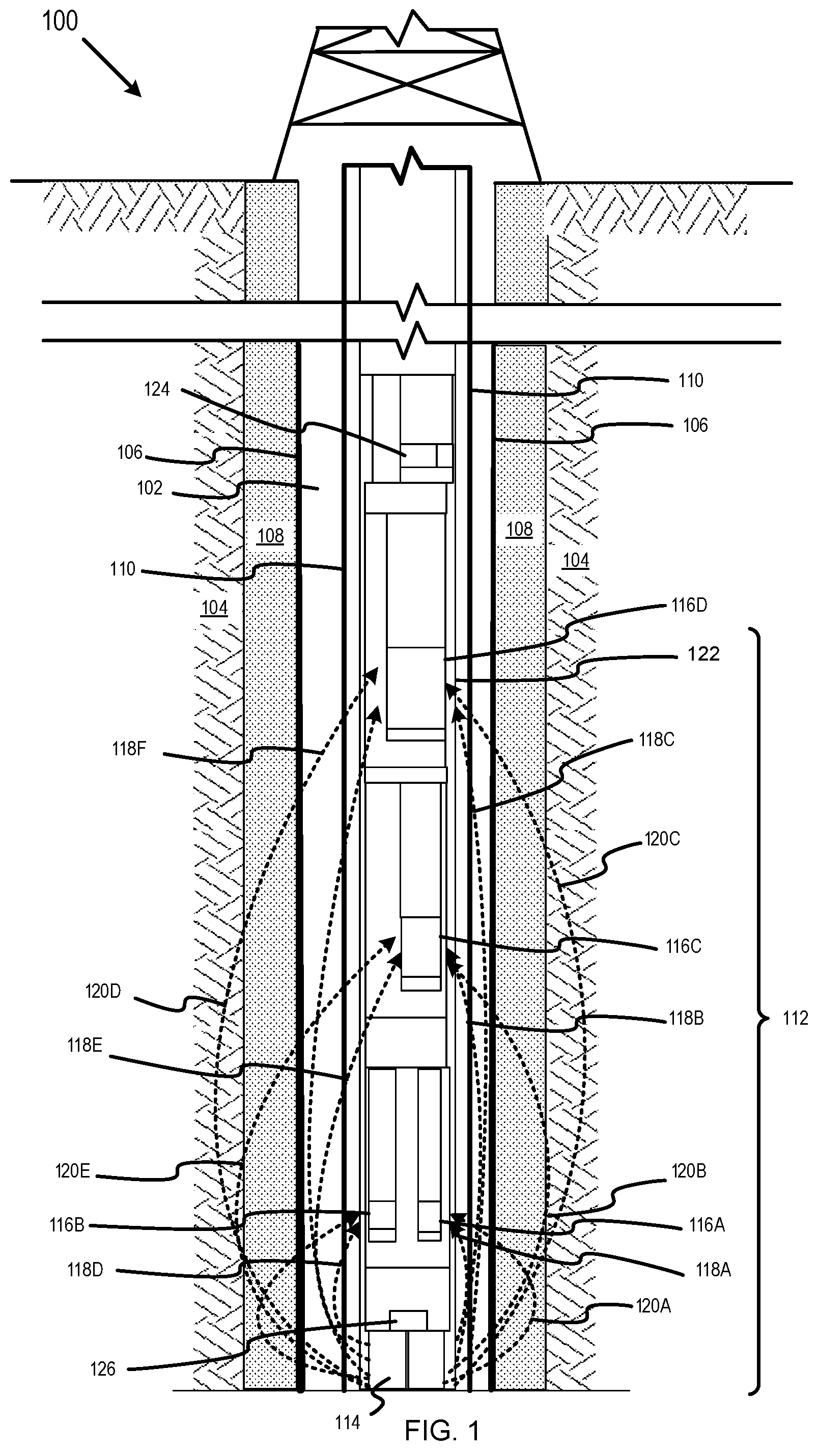Patent US11815478 Figure 1 – Through-tubing, cased-hole sealed material density evaluation using gamma ray measurements