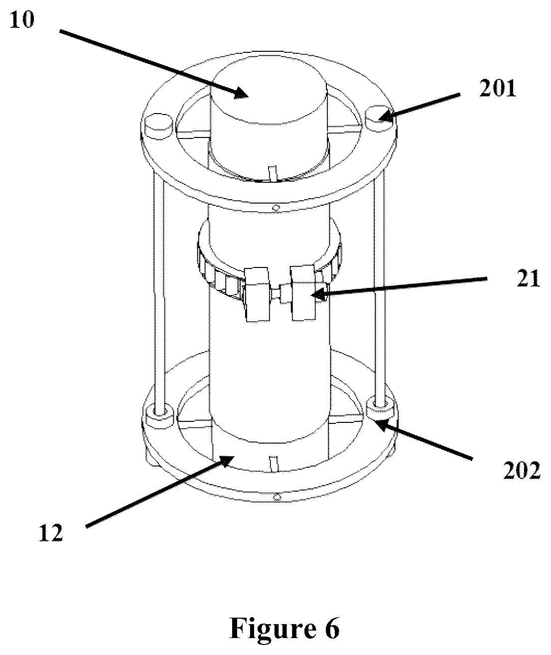 Patent US11815496 Figure 6 – Rock mechanics triaxial testing machine has shaft pressure driving piece and lifting mechanism driving inner pressure chamber to lift
