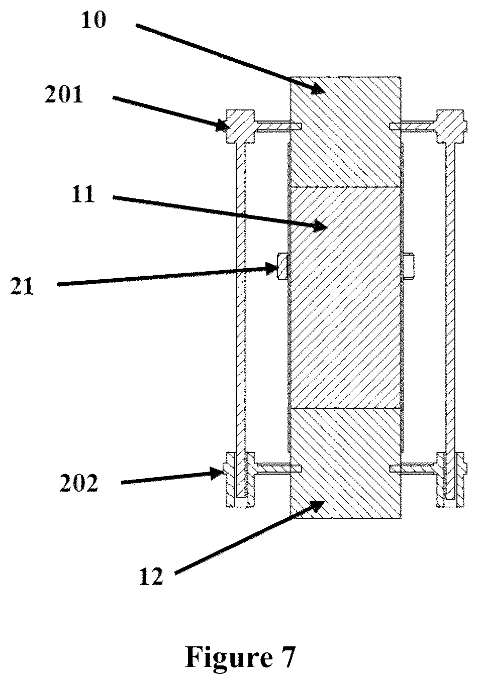 Patent US11815496 Figure 7 – Rock mechanics triaxial testing machine has shaft pressure driving piece and lifting mechanism driving inner pressure chamber to lift