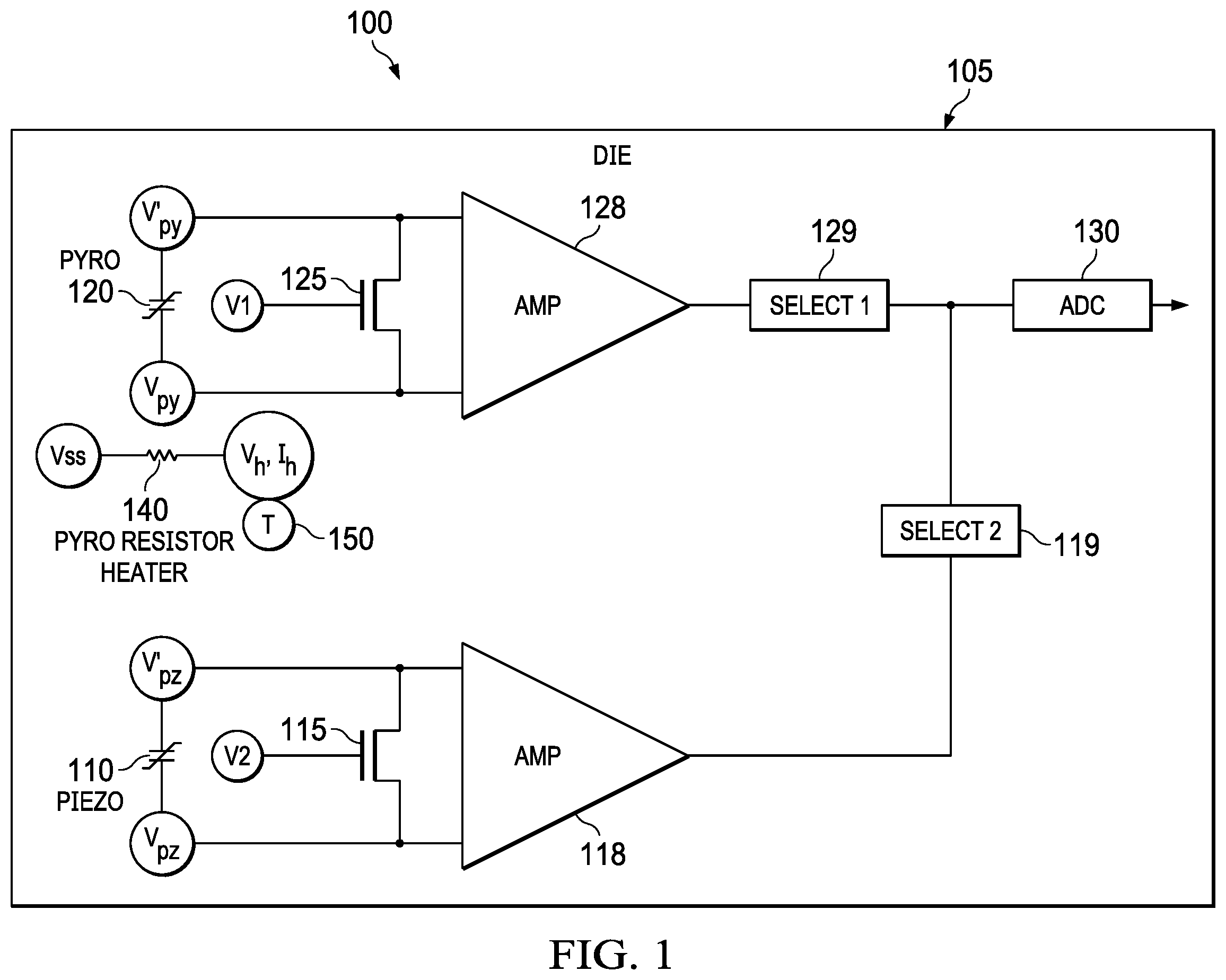 Patent US11815526 Figure 1 – Aging compensation of a ferroelectric piezoelectric shock sensor