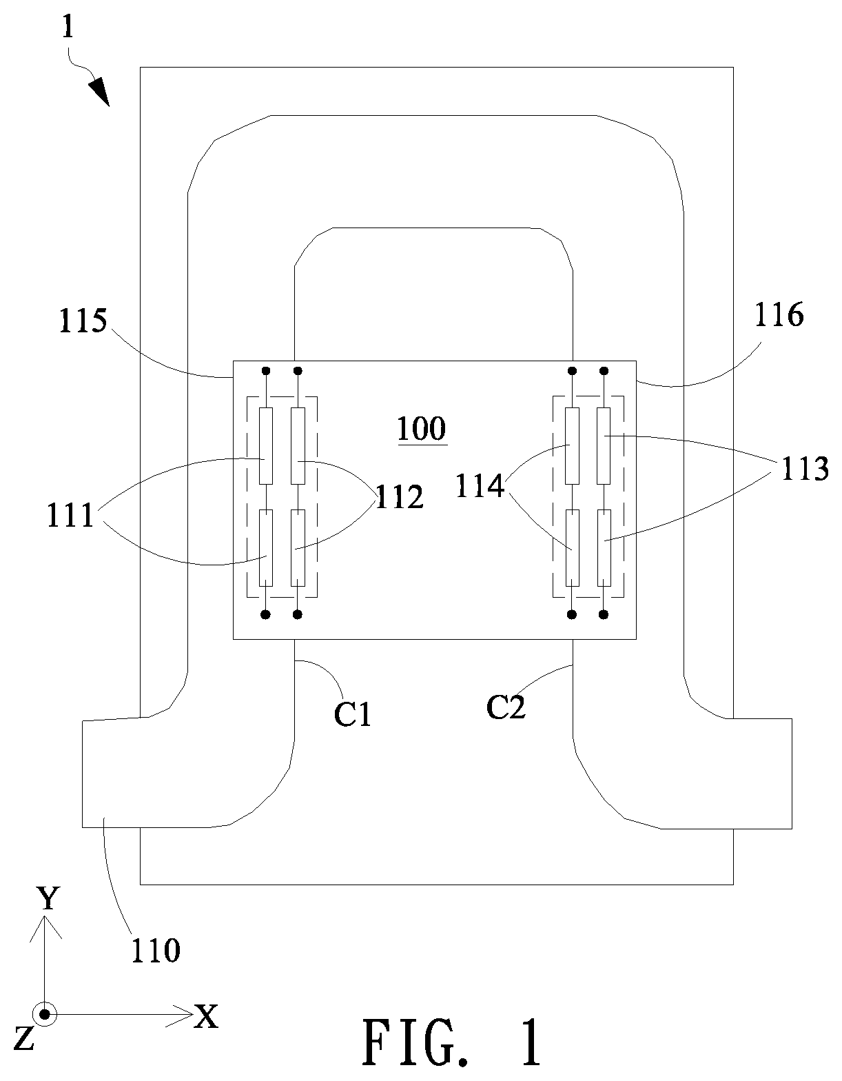 Patent US11815571 Figure 1 – Electric current sensor and sensing device