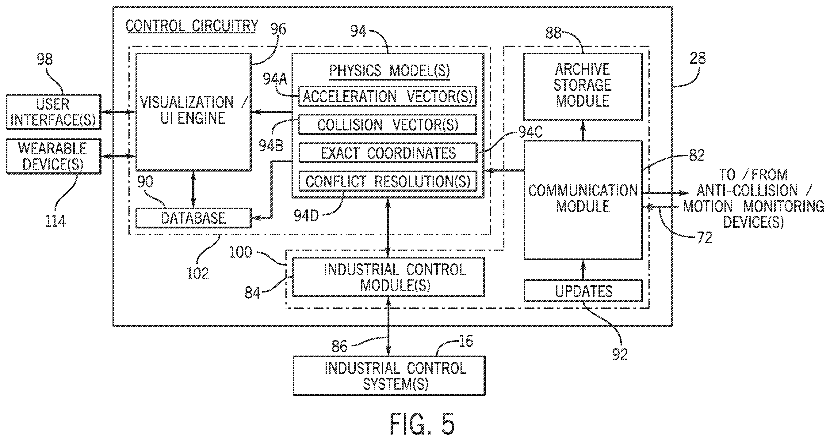 Patent US11815598 Figure 5 – Anti-collision and motion monitoring, control, and alerting systems and methods
