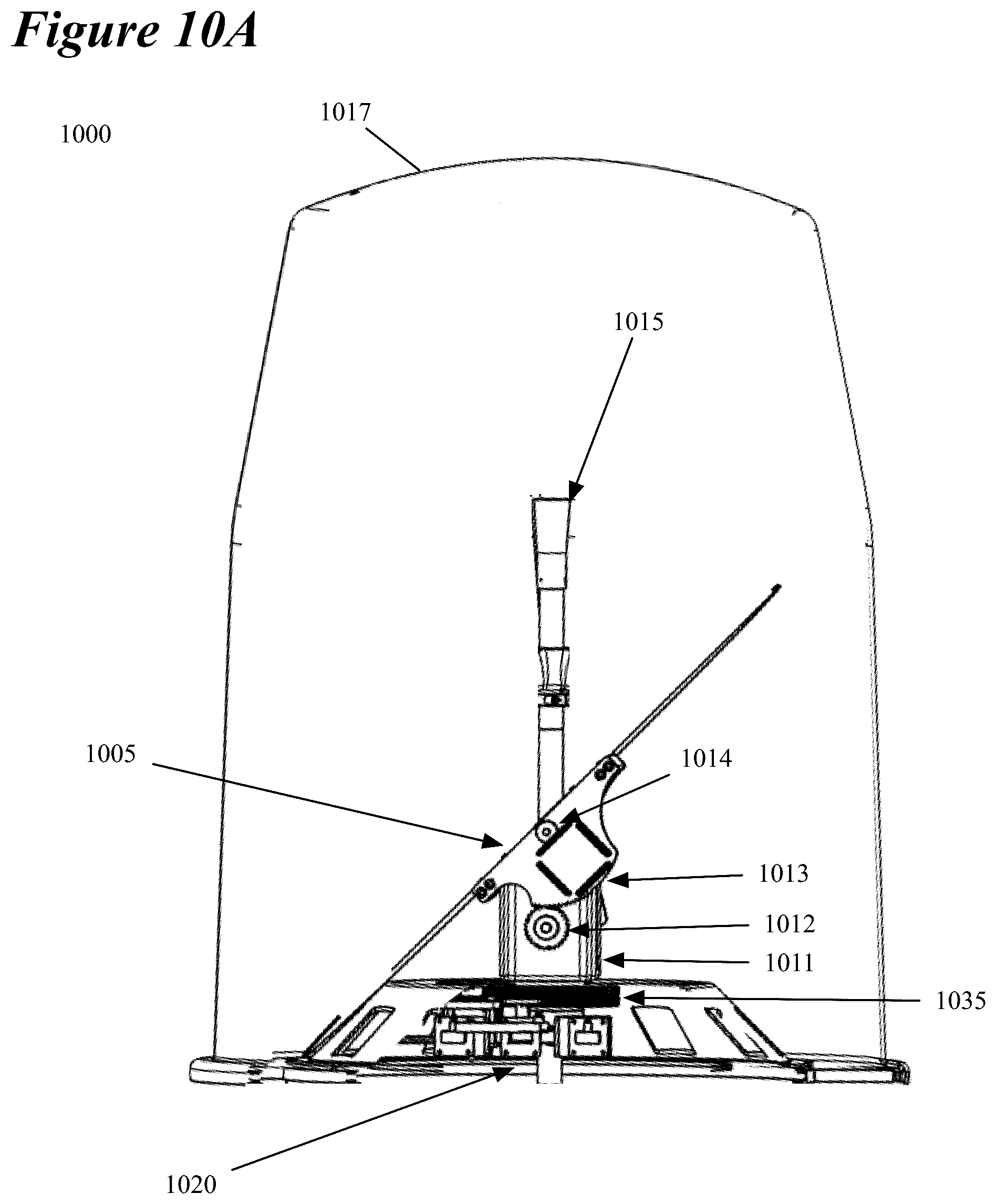 Patent US11815619 Figure 12 – Radar configuration using stationary feed horn, signal generator, and reflector