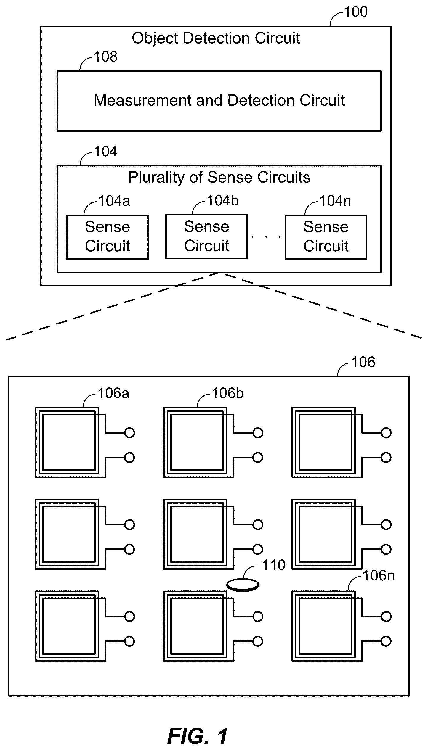 Patent US11815644 Figure 1 – Foreign object detection circuit using mutual impedance sensing