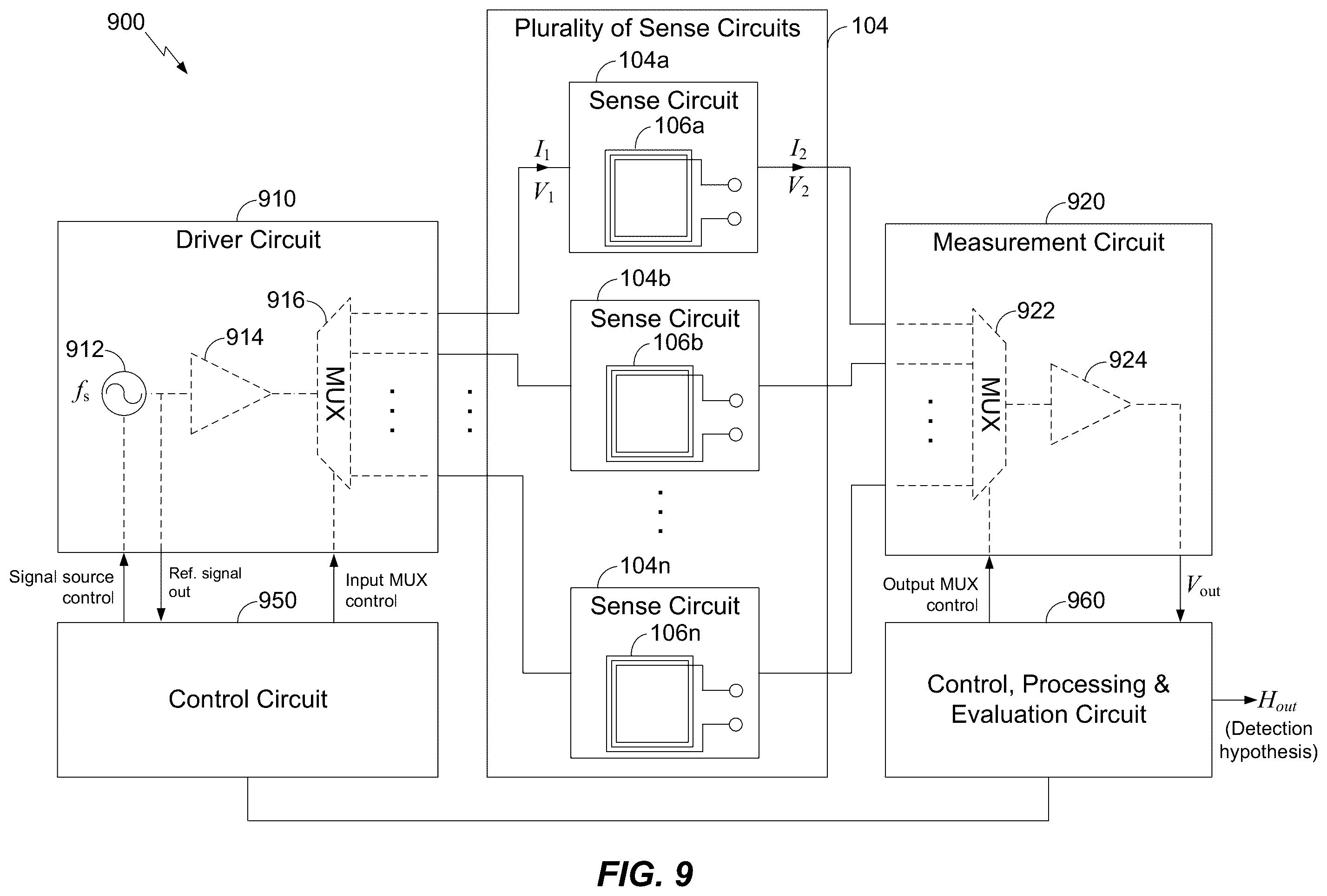 Patent US11815644 Figure 14 – Foreign object detection circuit using mutual impedance sensing