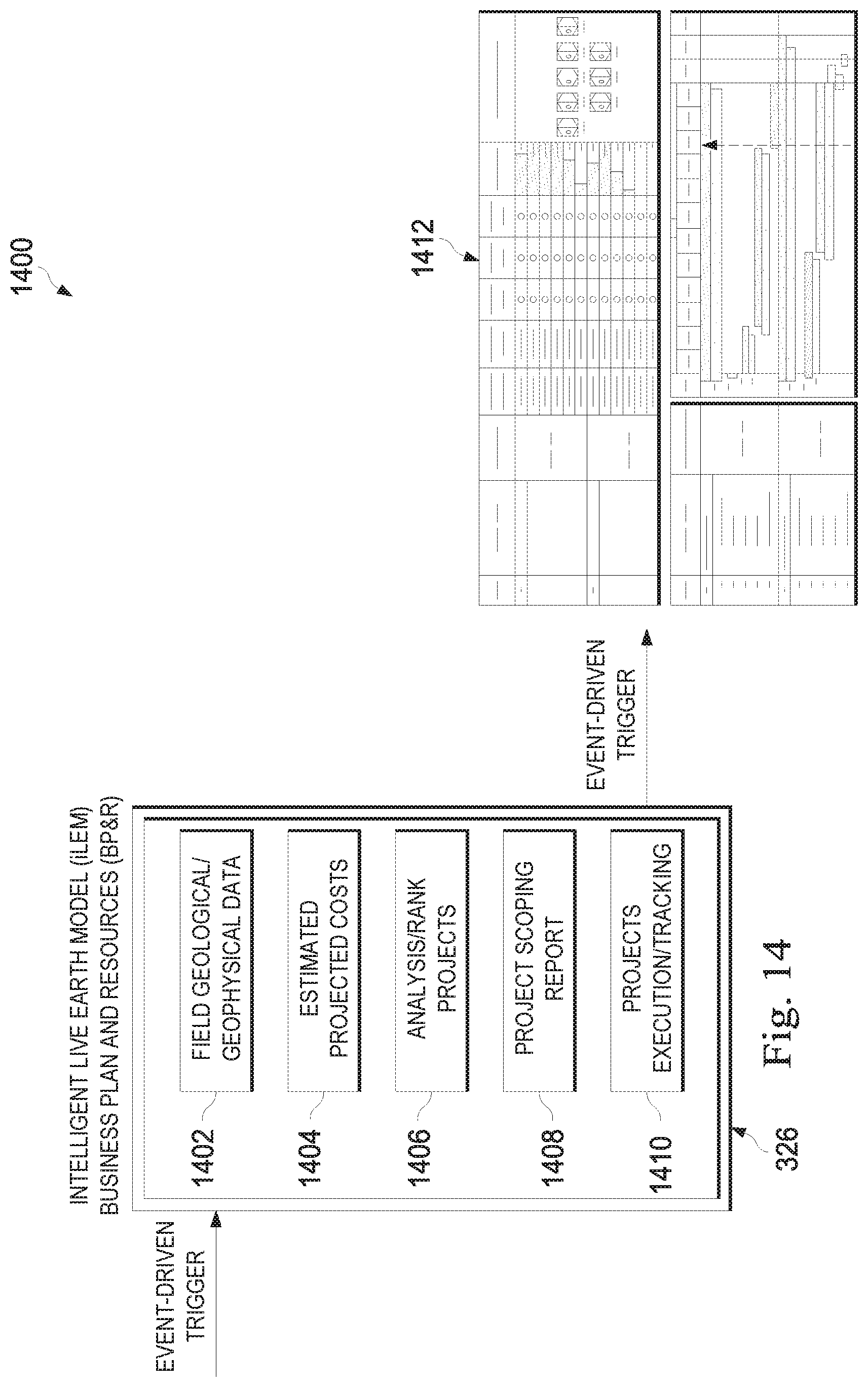 Patent US11815650 Figure 14 – Optimization of well-planning process for identifying hydrocarbon reserves using an integrated multi-dimensional geological model