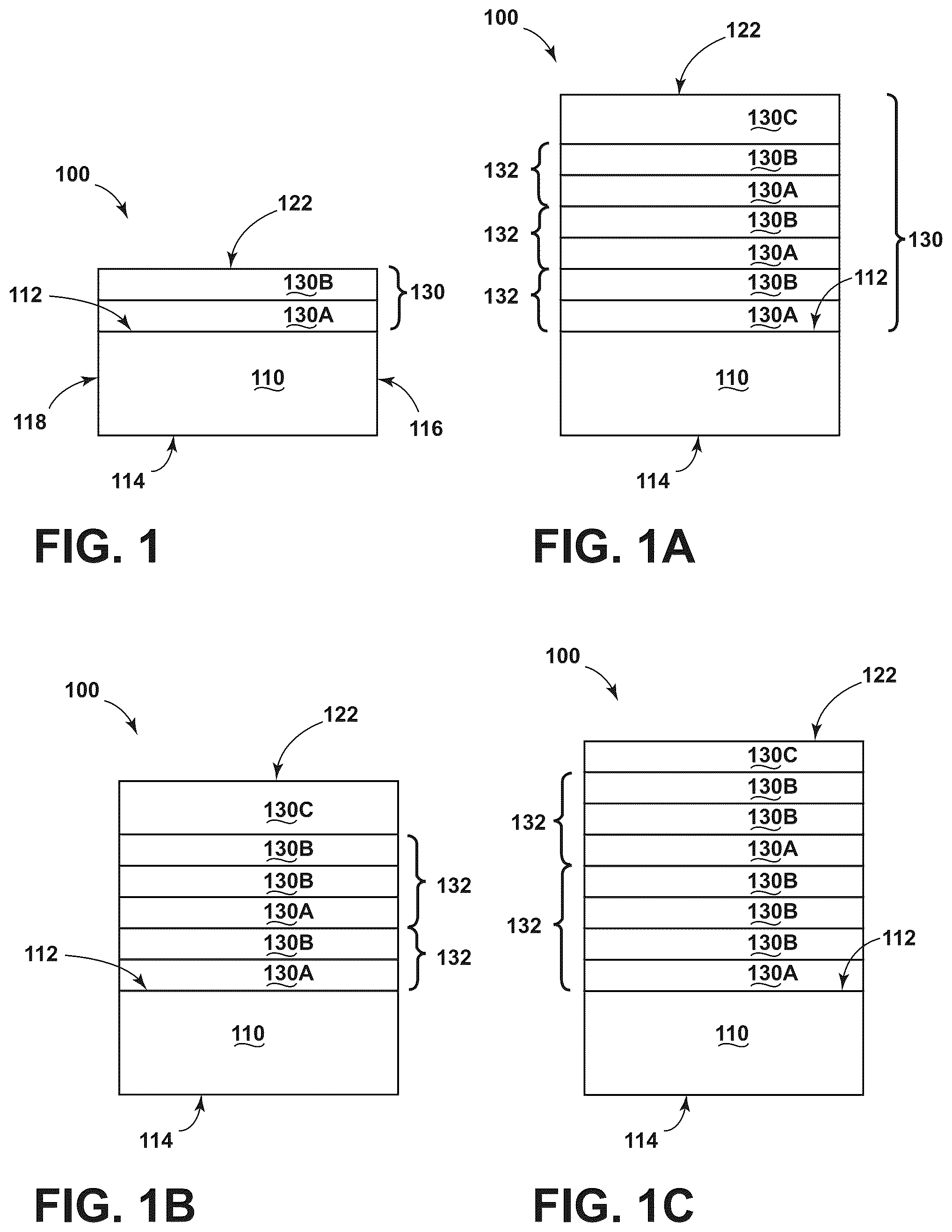 Patent US11815657 Figure 1 – Low reflectance, anti-reflective film structures with controlled color and articles with the same
