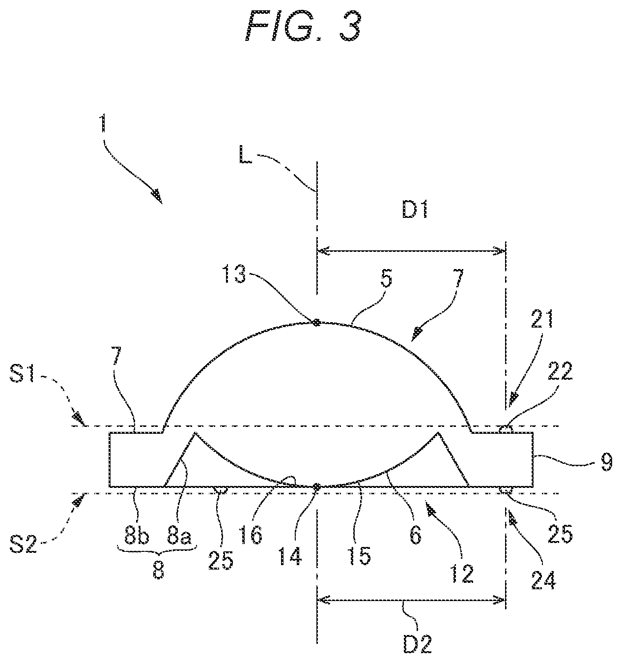 Patent US11815669 Figure 3 – Lens, optical system, projector, and imaging device